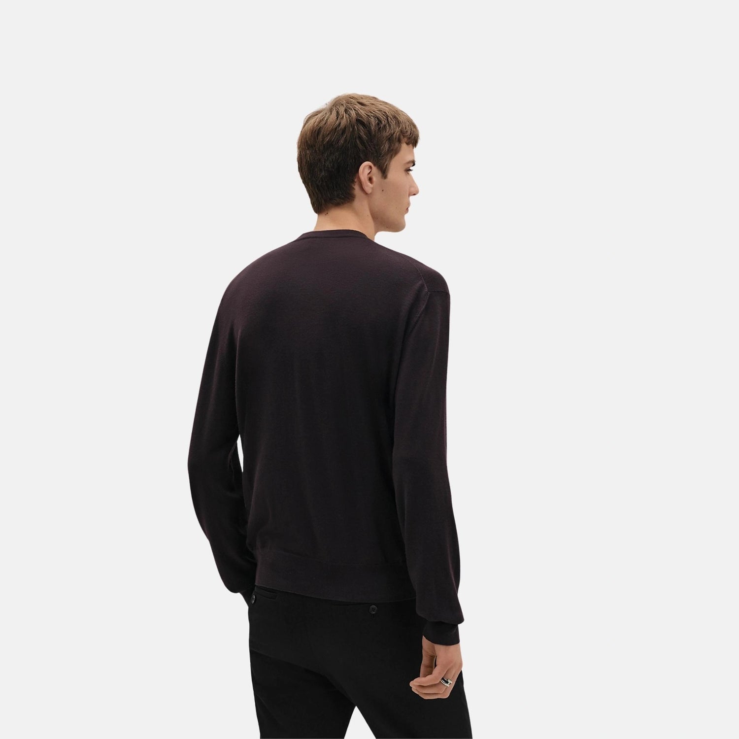 Hermes Detail H Crewneck Sweater, Prunoir, Back