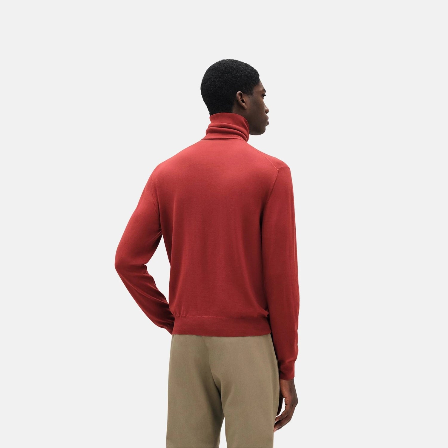 Hermes Detail H Turtleneck Sweater, Sanguine, Back