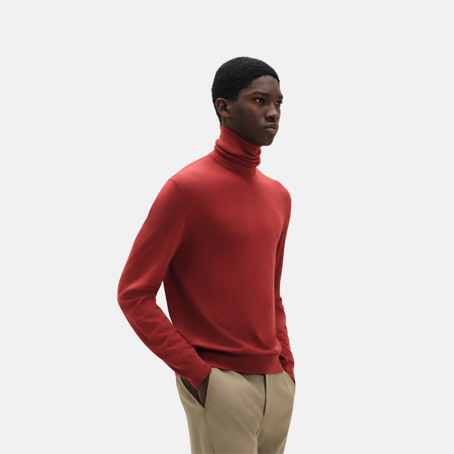 Hermes Detail H Turtleneck Sweater, Sanguine, Front