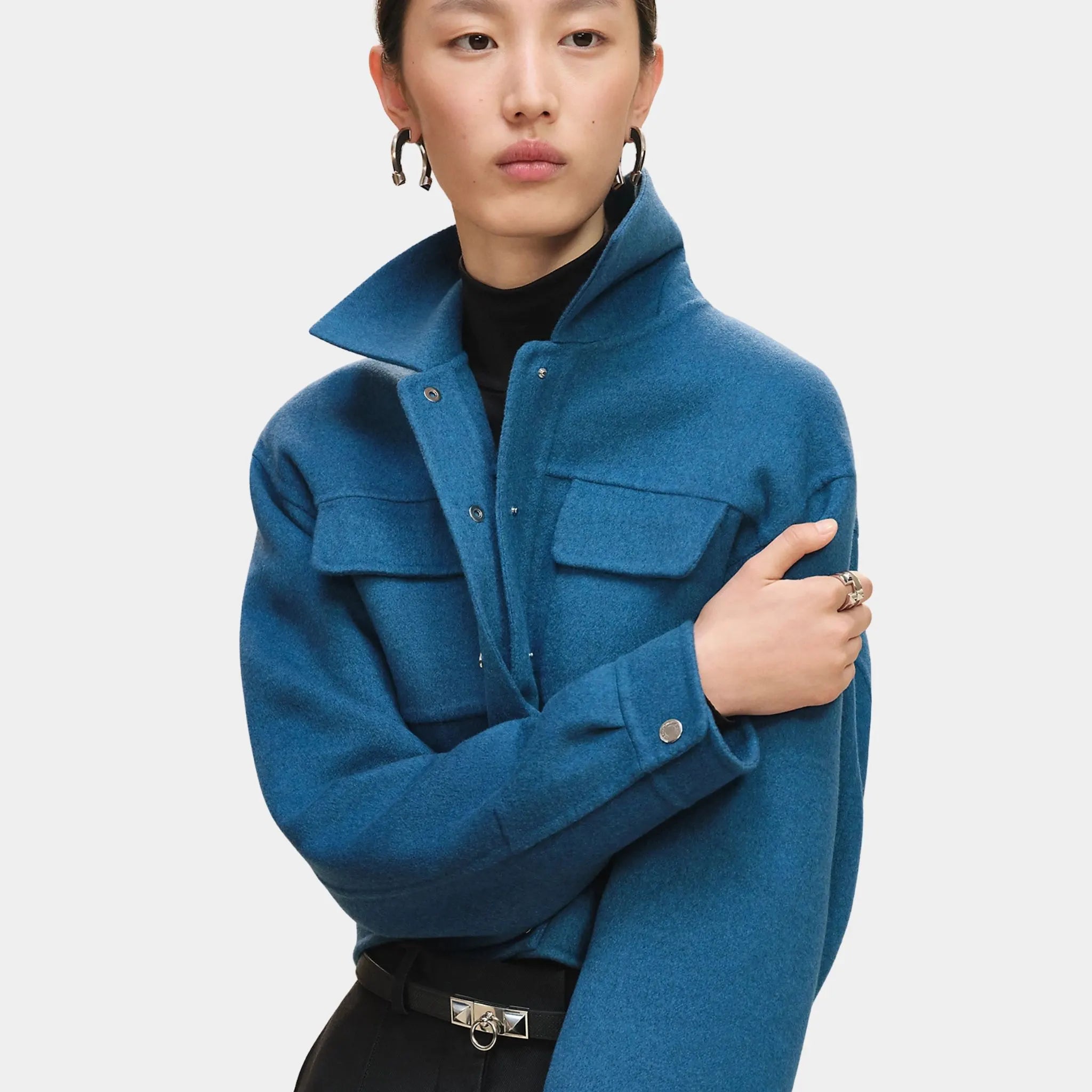 Hermes Double-sided Cashmere Jacket, Model, Close