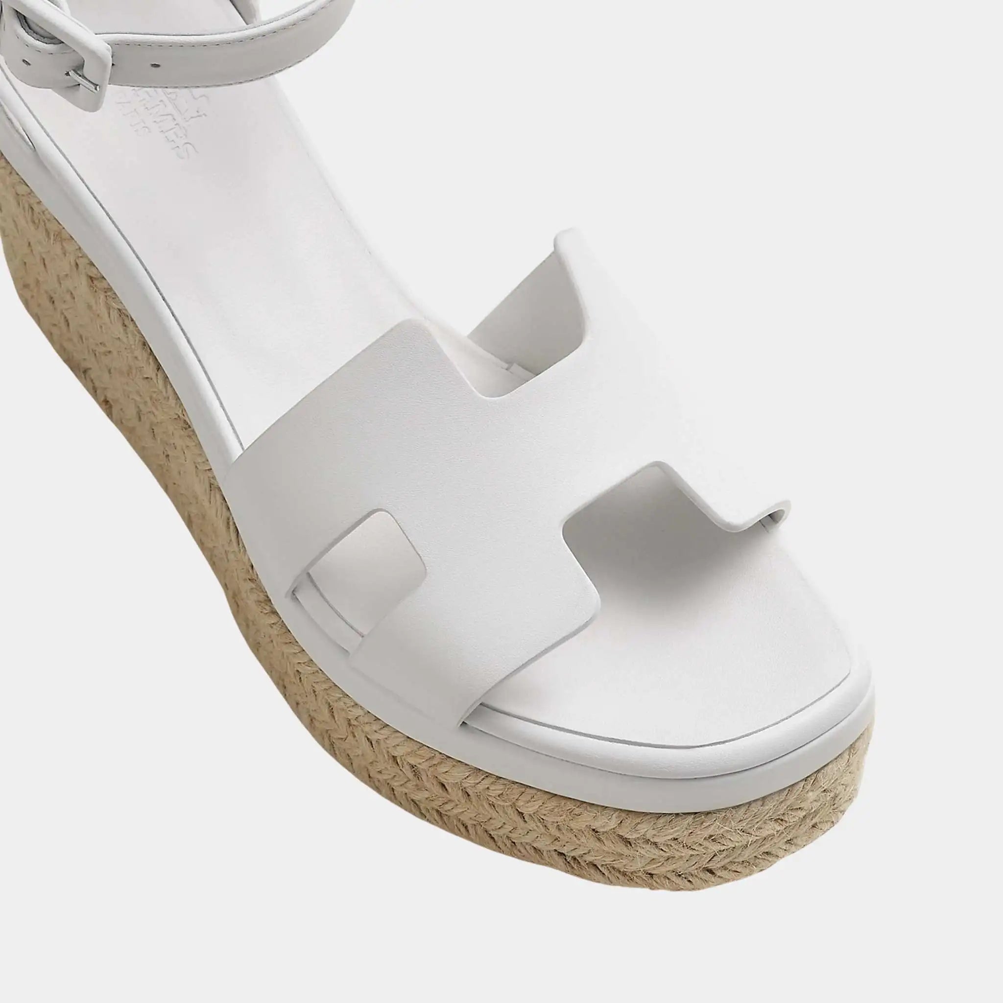 Hermes Elda Espadrille in Calfskin, Blanc, Top