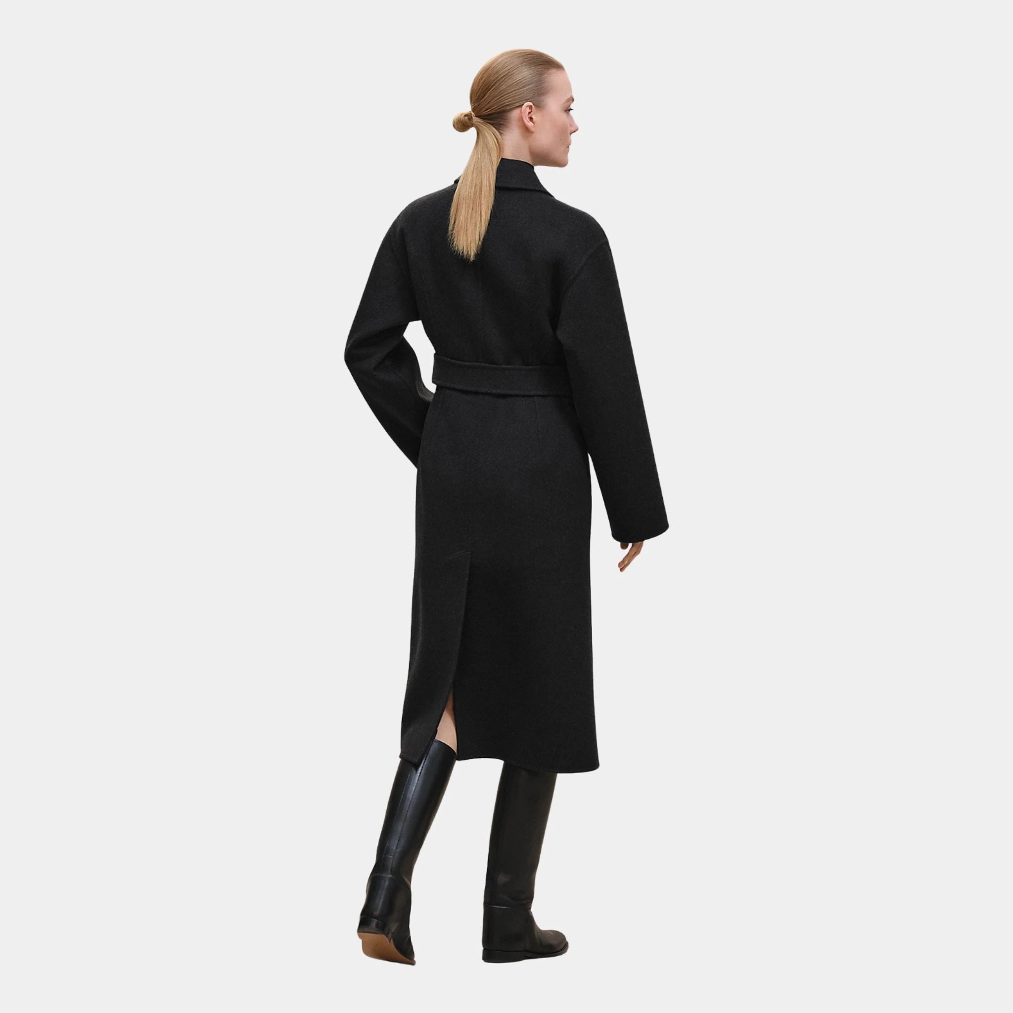 Hermes Equestrian Long Jacket in Double-sided Cashmere, Gris Volcanique, Back