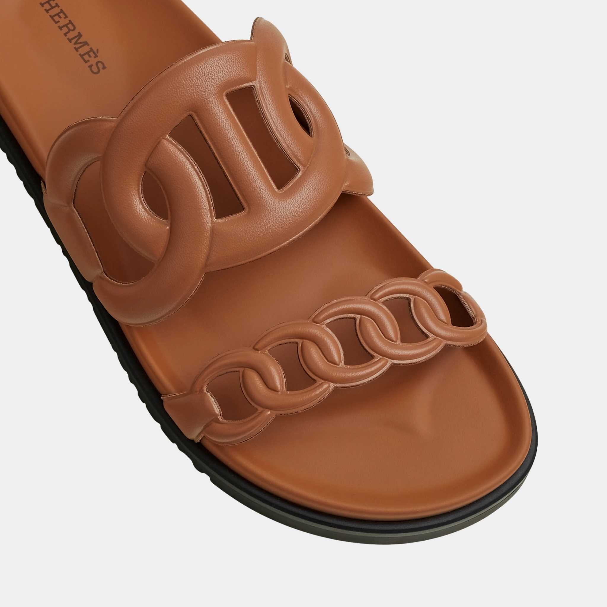 Hermes Extra Sandals in Nappa Leather, Naturel, Top