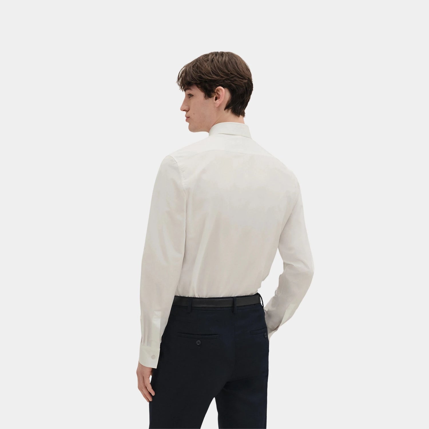 Hermes Fitted Body Shirt in Cotton, Blanc, Back