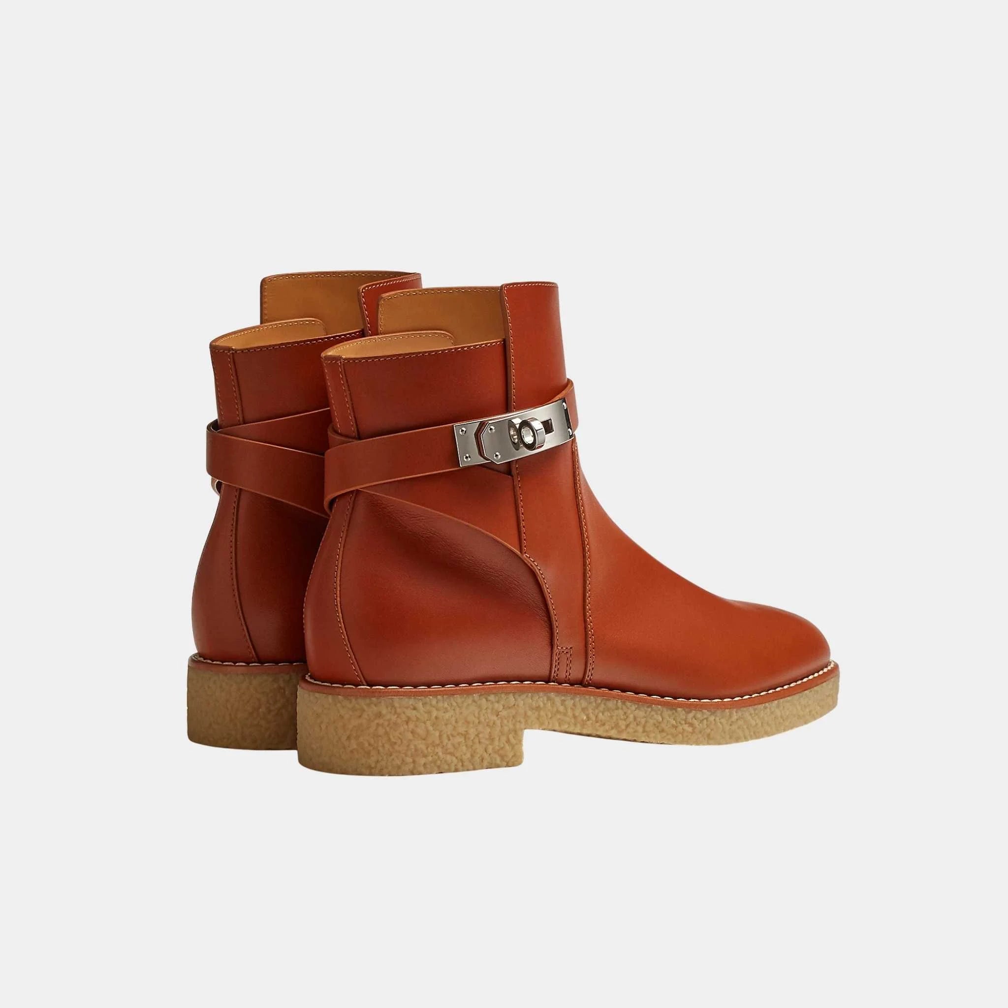 Hermes Follow Ankle Boot Heritage Calfskin, Naturel, Back