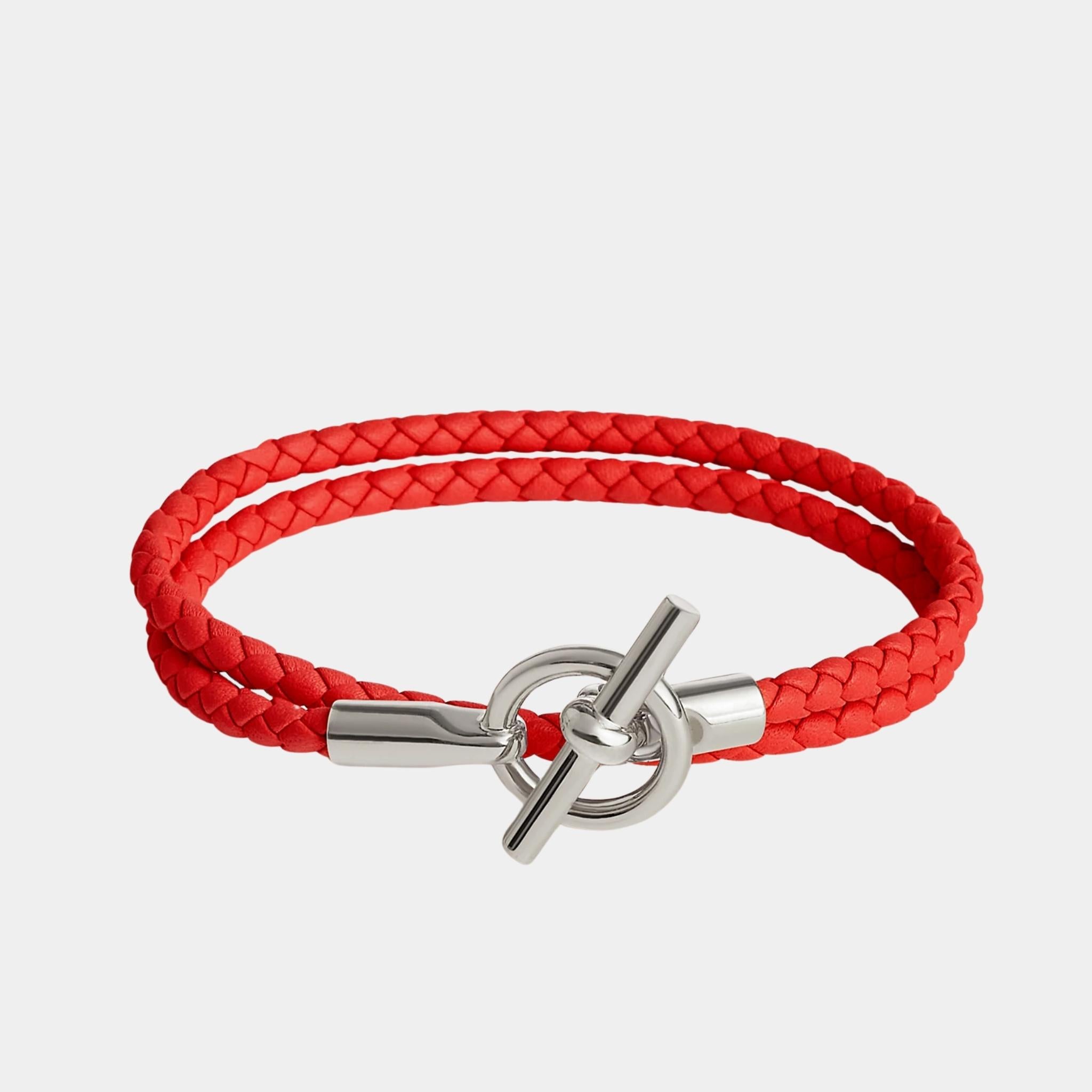 Hermes Glenan Double Tour Bracelet Swift Calfskin Palladium