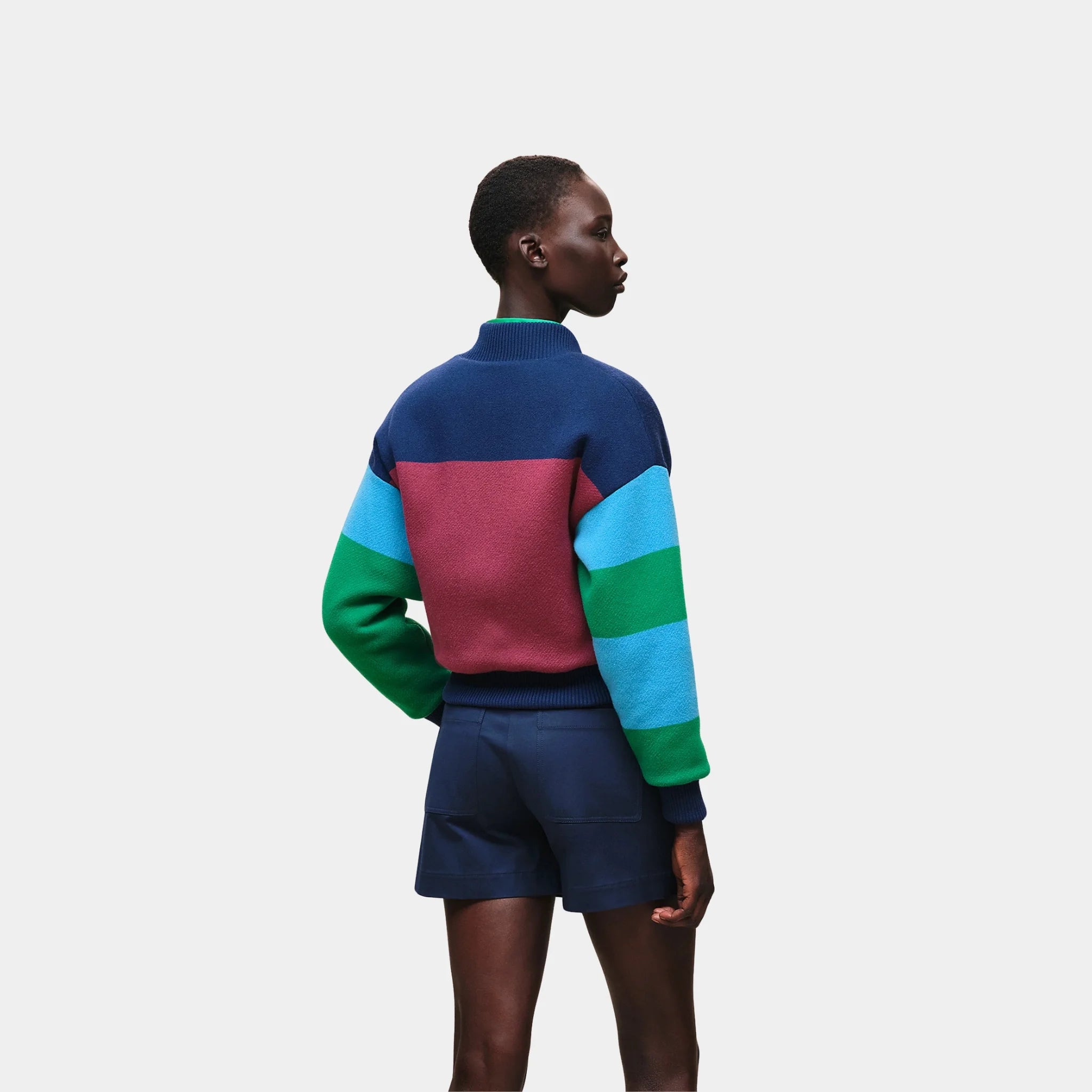 Hermes Grand Manege Quilted Varsity Jacket, Vert Jungle, Back