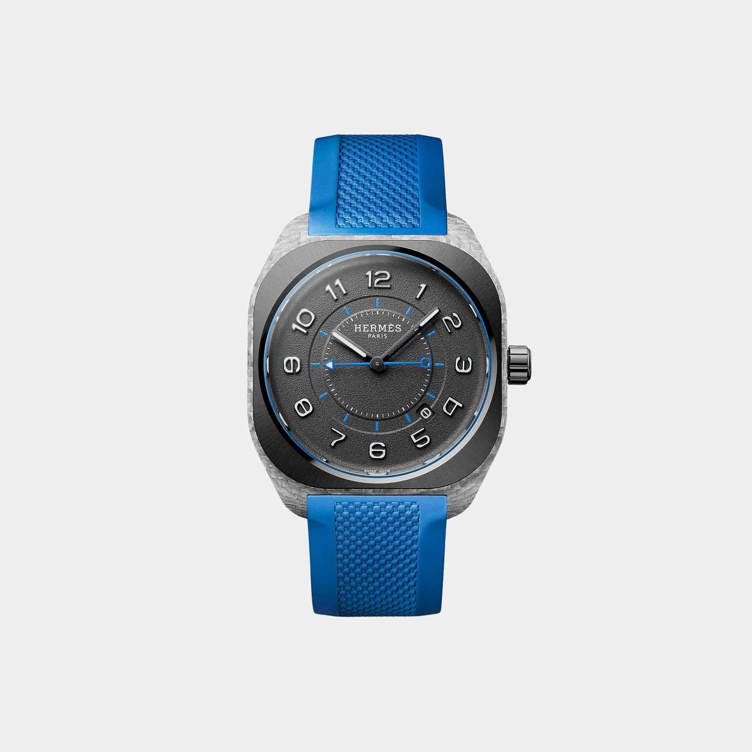 Hermes H08 Fiberglass Watch With Blue Rubber Strap