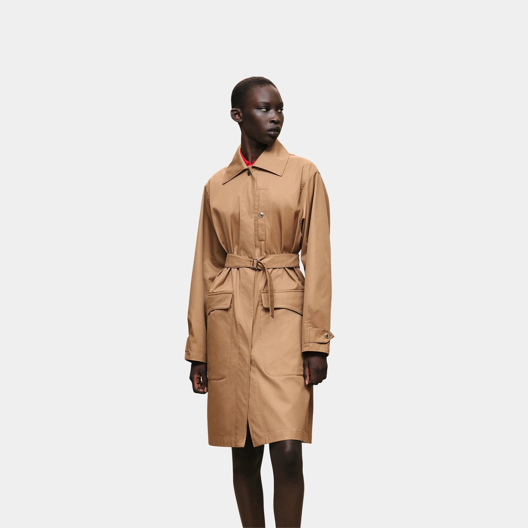 Hermes Harness Coat in Technical Cotton Twill, Brun Mahogany, Front