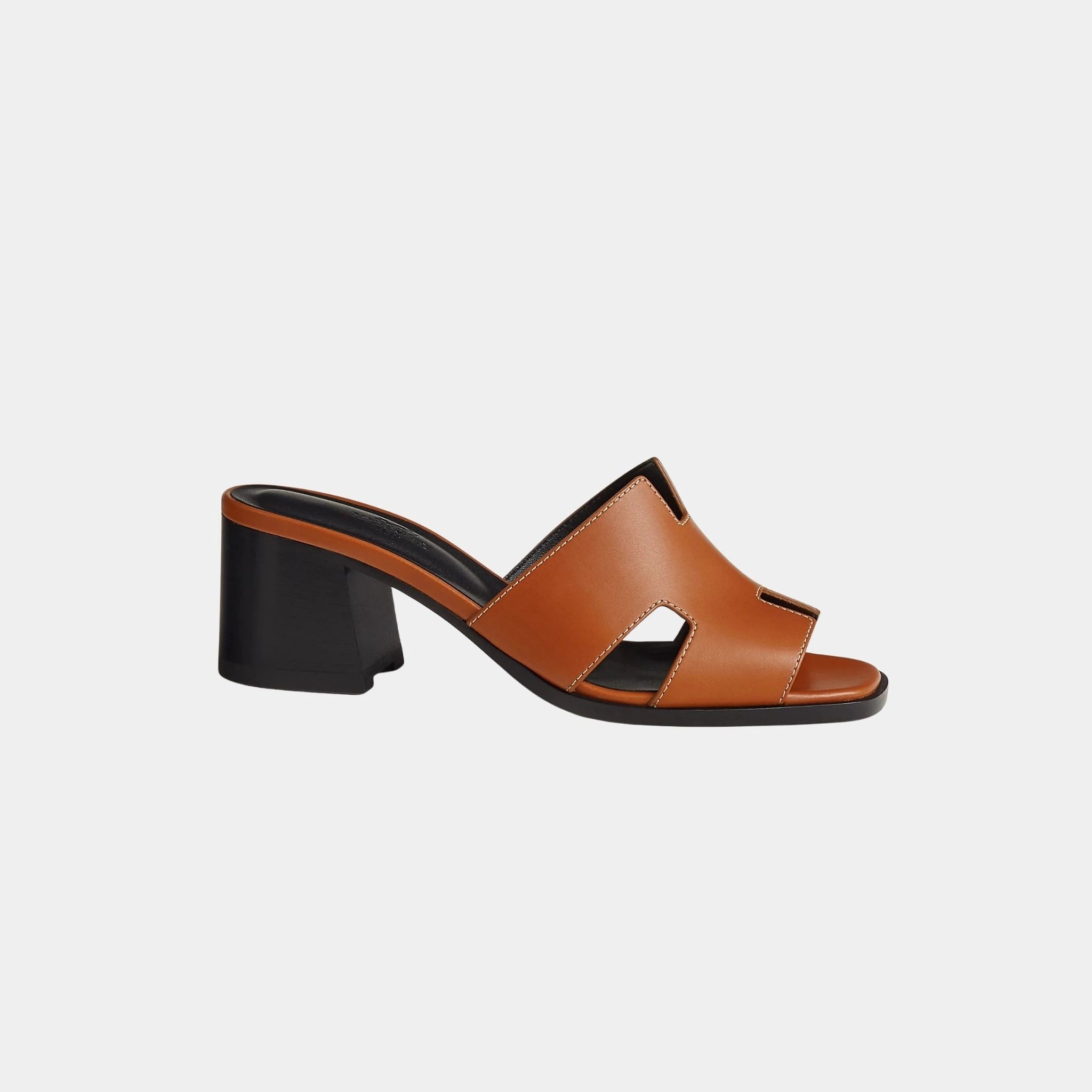 Hermes Helia 60 High Heel Heritage Calfskin Sandal, Naturel, Side