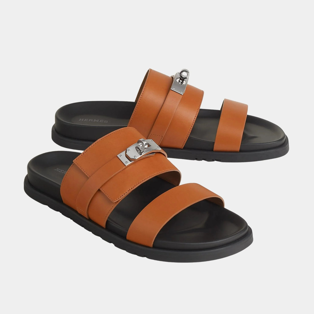 Hermes Jackson Sandal in Heritage Calfskin, Naturel H, Front