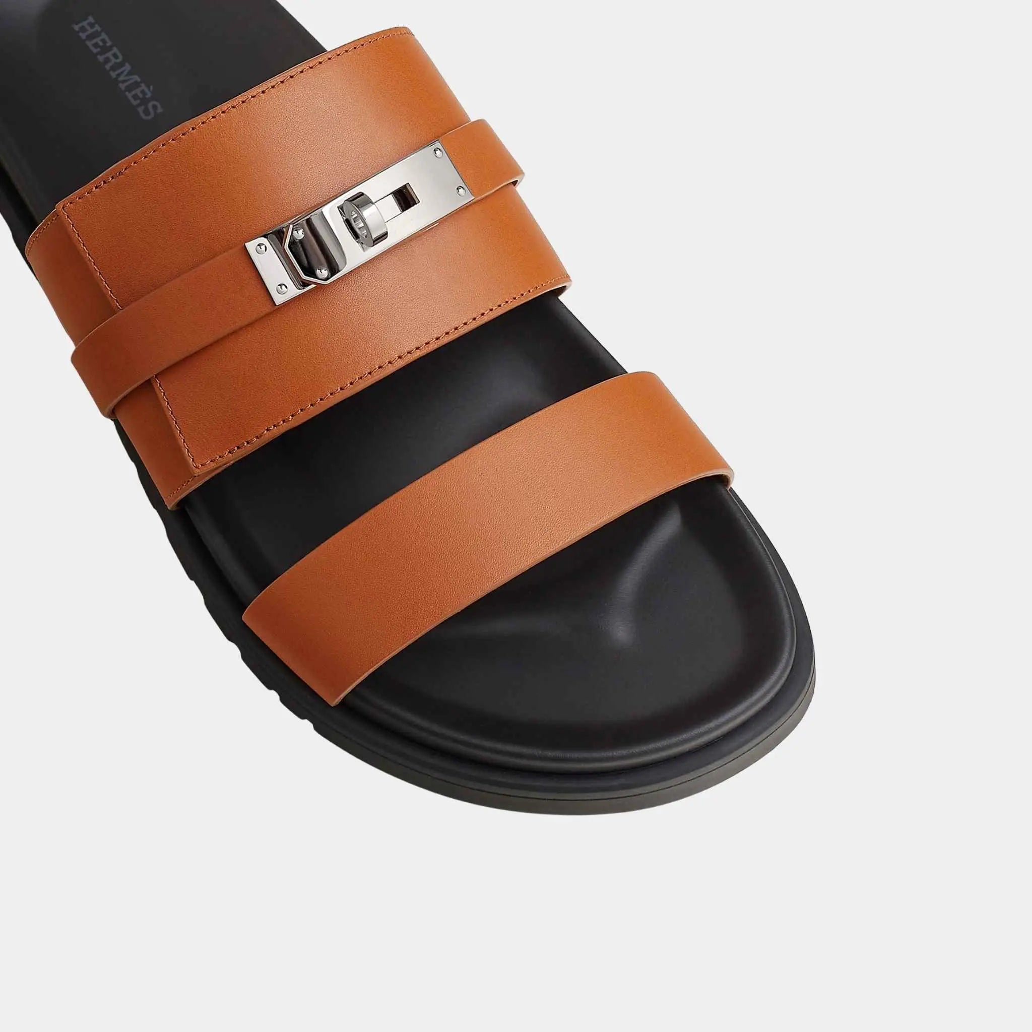 Hermes Jackson Sandal in Heritage Calfskin, Naturel H, Top