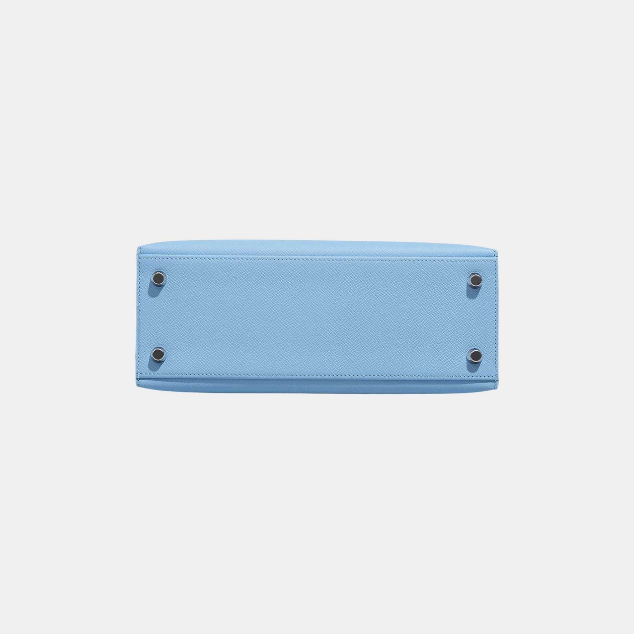 Hermes Kelly 25 Epsom Bleu Celeste PHW, Bottom
