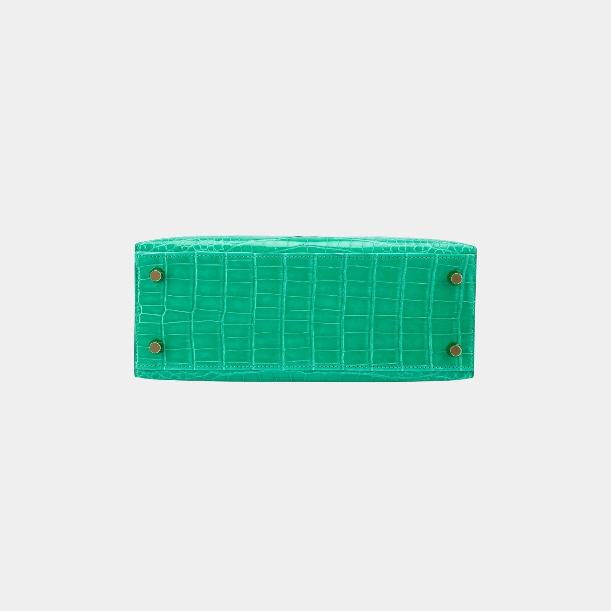 Hermes Kelly 25 Sellier Alligator Vert Jade GHW, Bottom
