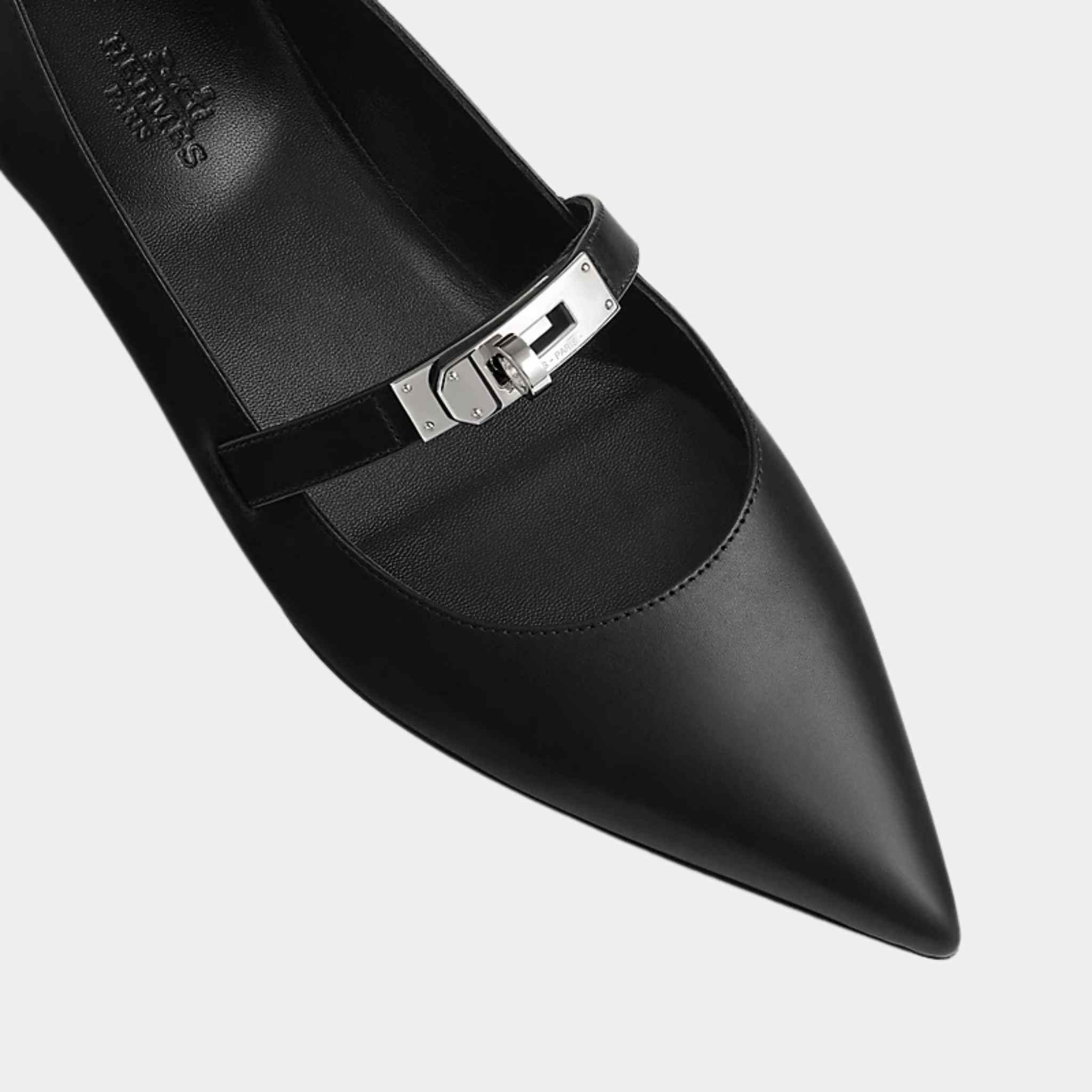 Hermes Kelly Ballerinas Calfskin, Black, Close