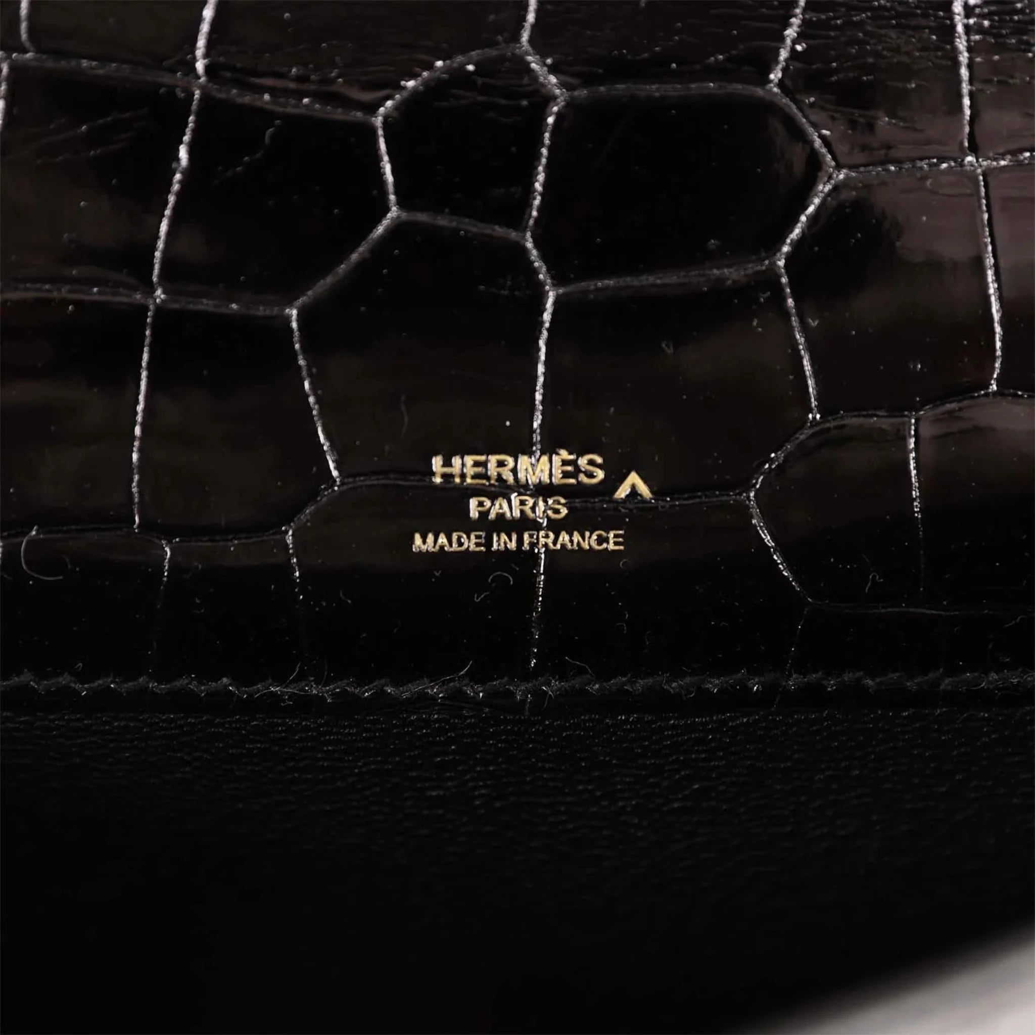 Kelly Cut Clutch Shiny Porosus Crocodile Black GHW