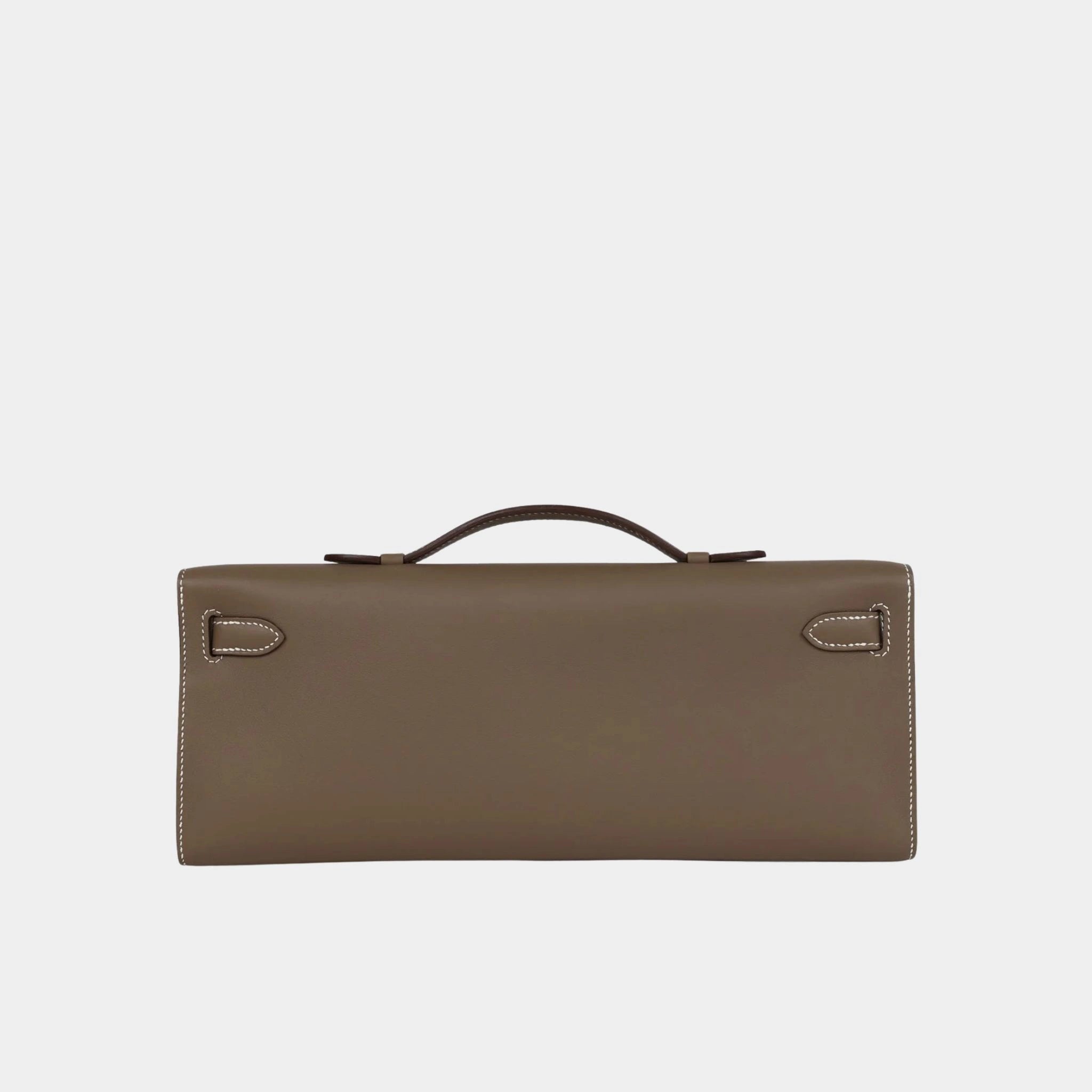 Hermes Kelly Cut Clutch Swift Etoupe GHW