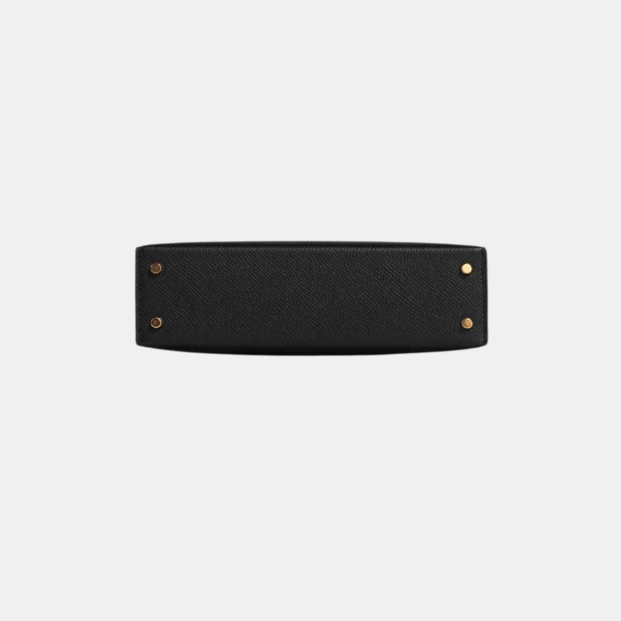 Hermes Kelly Mini Epsom Black GHW, Black, Bottom