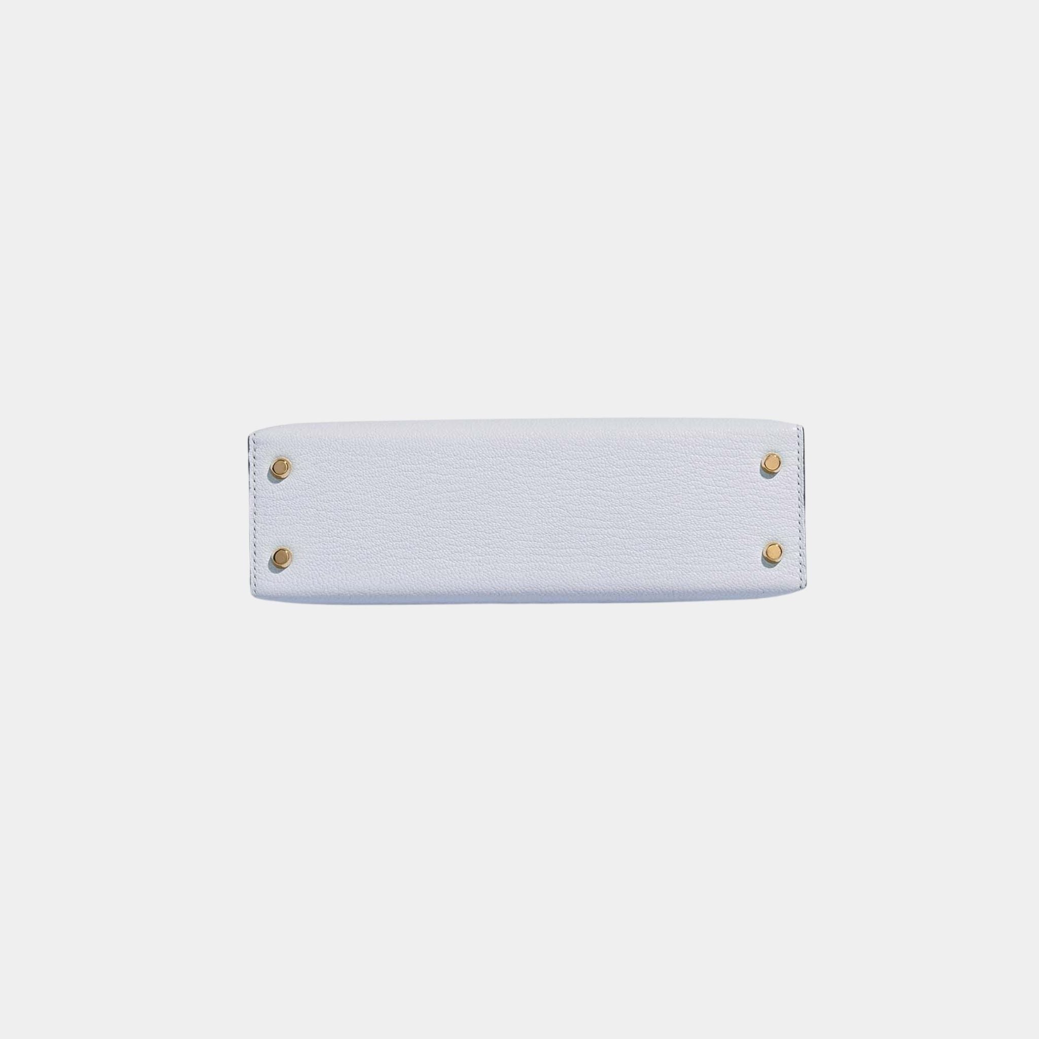 Hermes Kelly Mini II 20 Chevre Mysore Blue Brume, Bottom