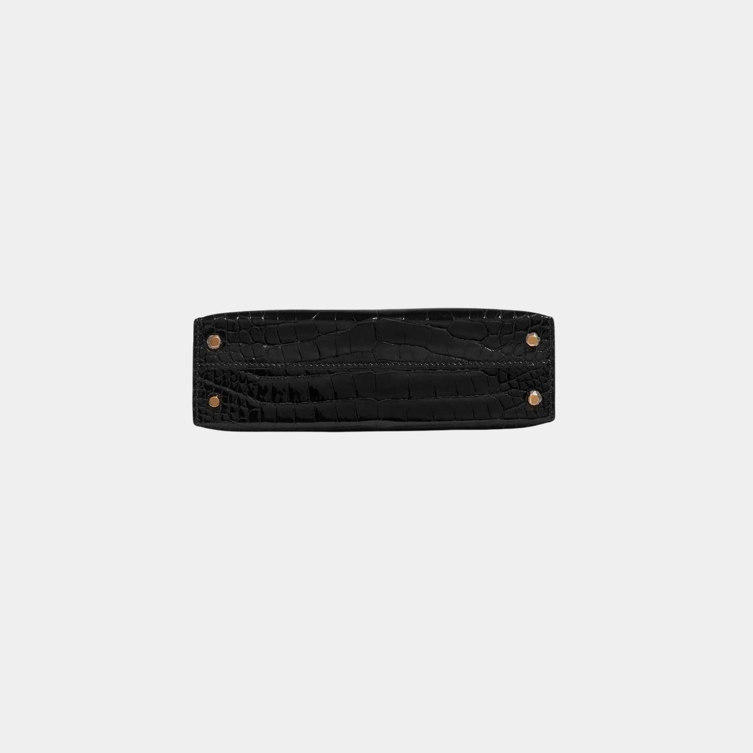 Hermes Kelly Mini II 20 Shiny Porosus Alligator Black, Bottom