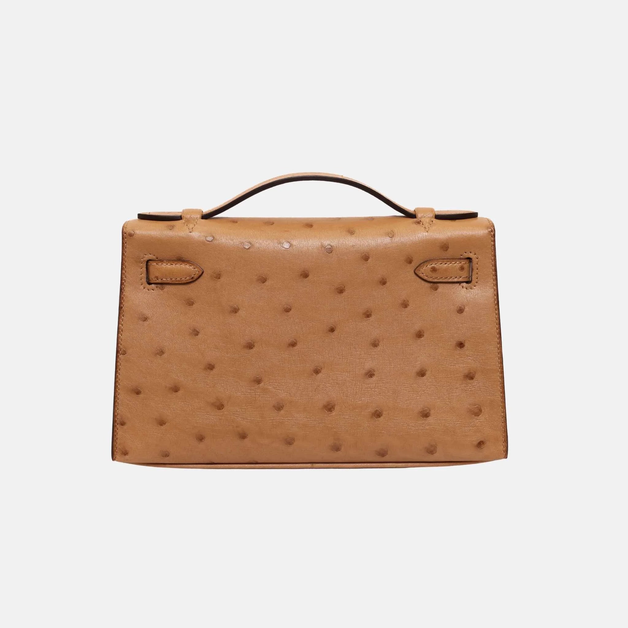 Hermes Kelly Pochette Chai Ostrich GHW, Back