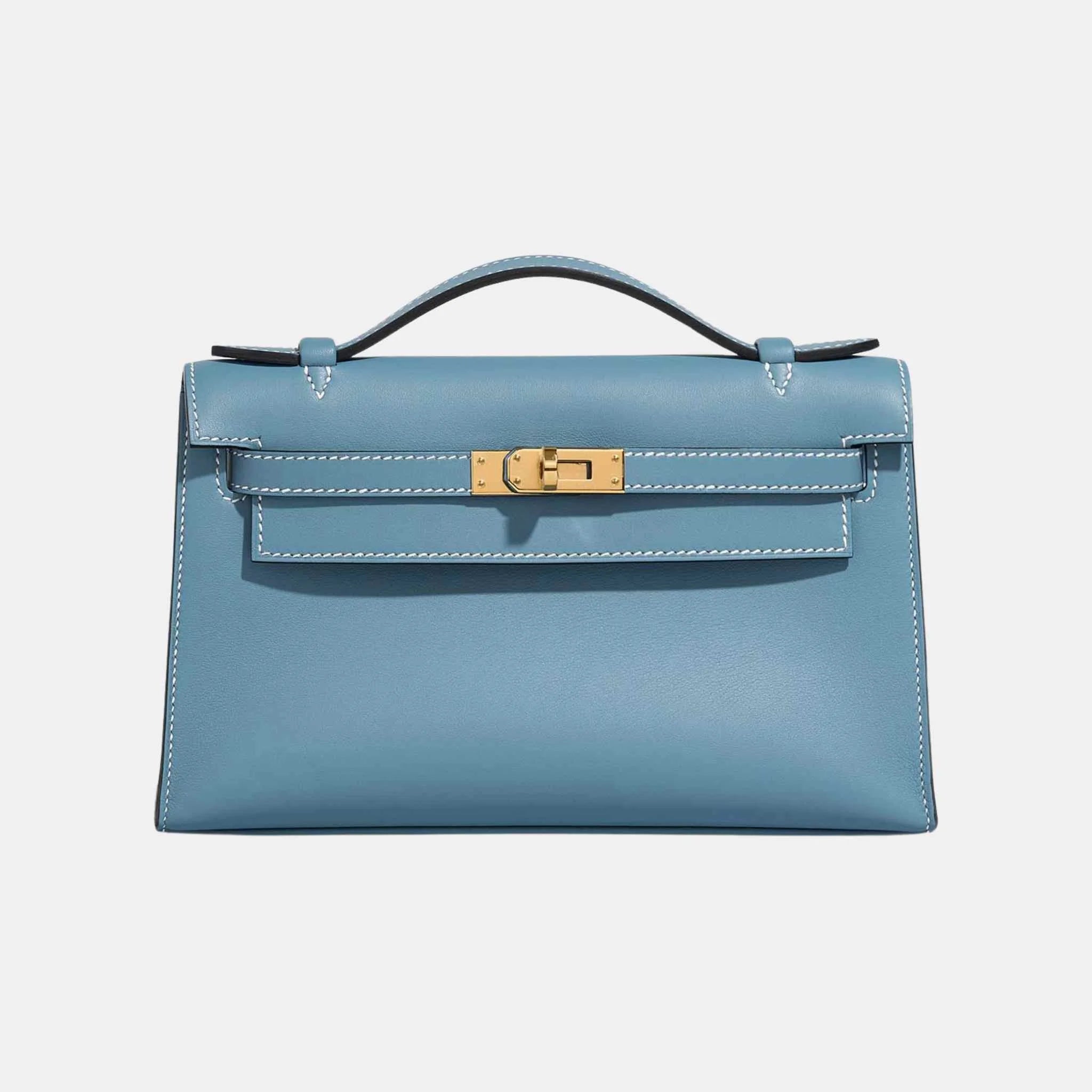 Hermes Kelly Pochette Swift Bleu Jean – SANDS - Main Image