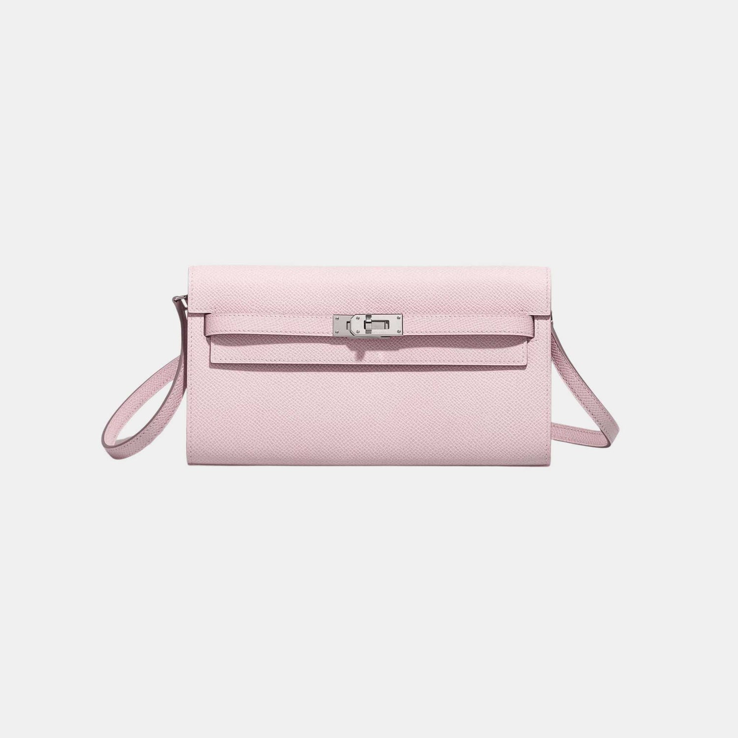 Hermes Kelly To Go Wallet Epsom Mauve Pale, Front