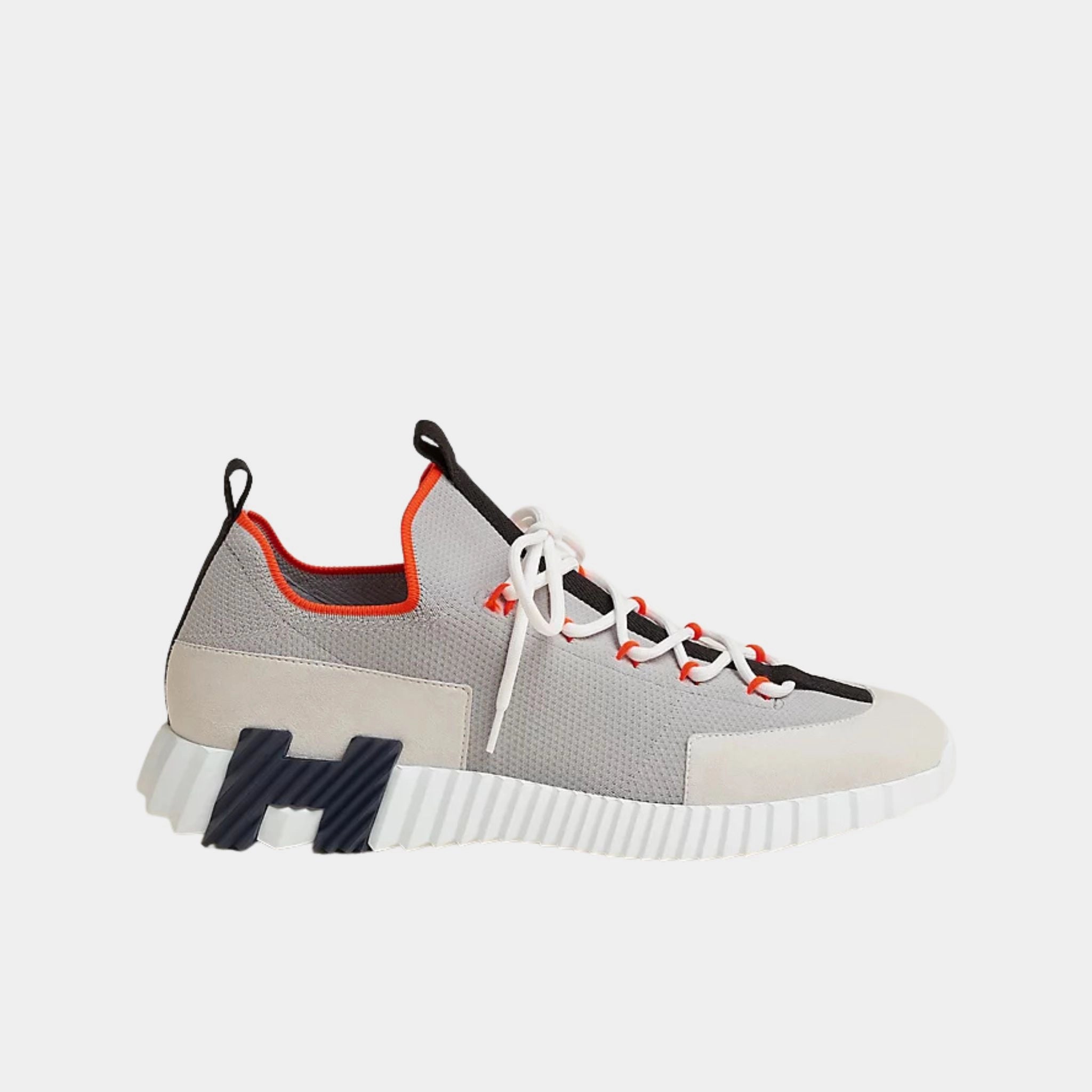 Hermes Lift Slip-On Sneaker Knit & Suede Goatskin , Multicolor Beige Galat, Side