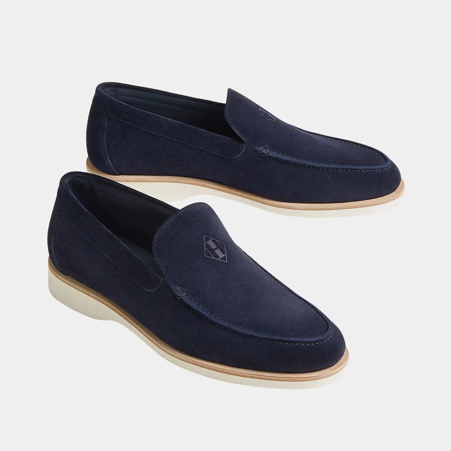 Hermes Low Loafer Suede Calfskin, Marine, Front