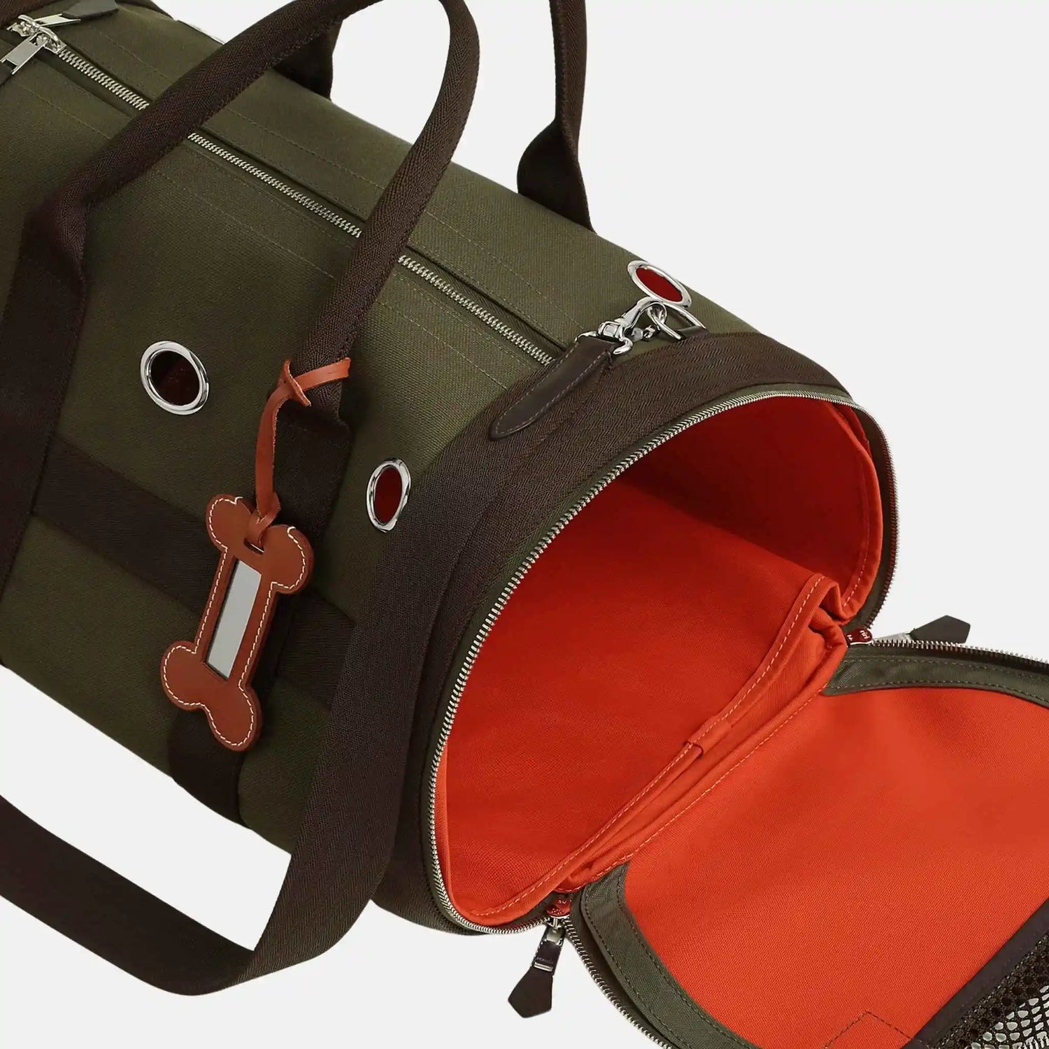 Hermes Luxury Carrying Bag For Small Dogs, Kaki, Inside