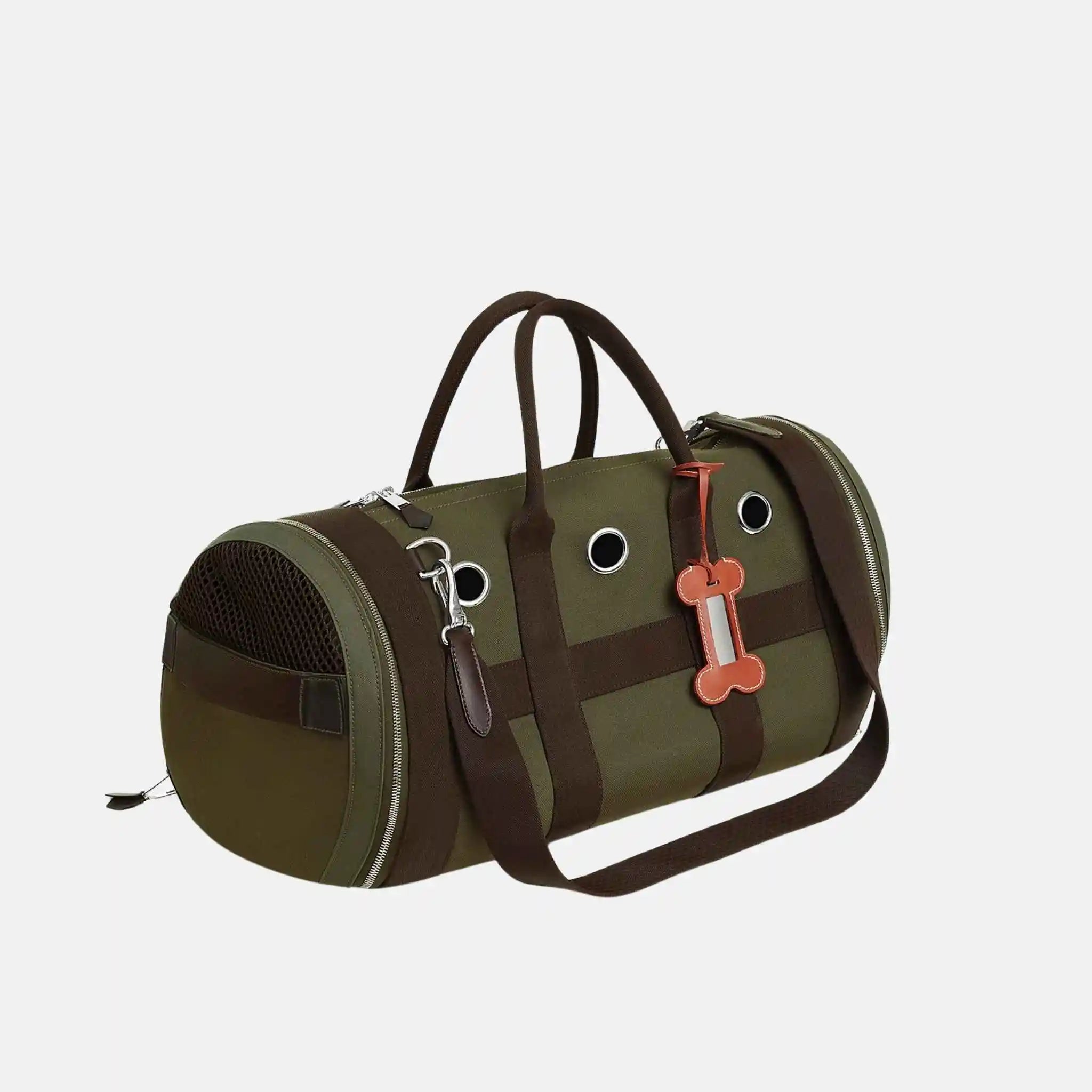 Hermes Luxury Carrying Bag For Small Dogs, Kaki, Side