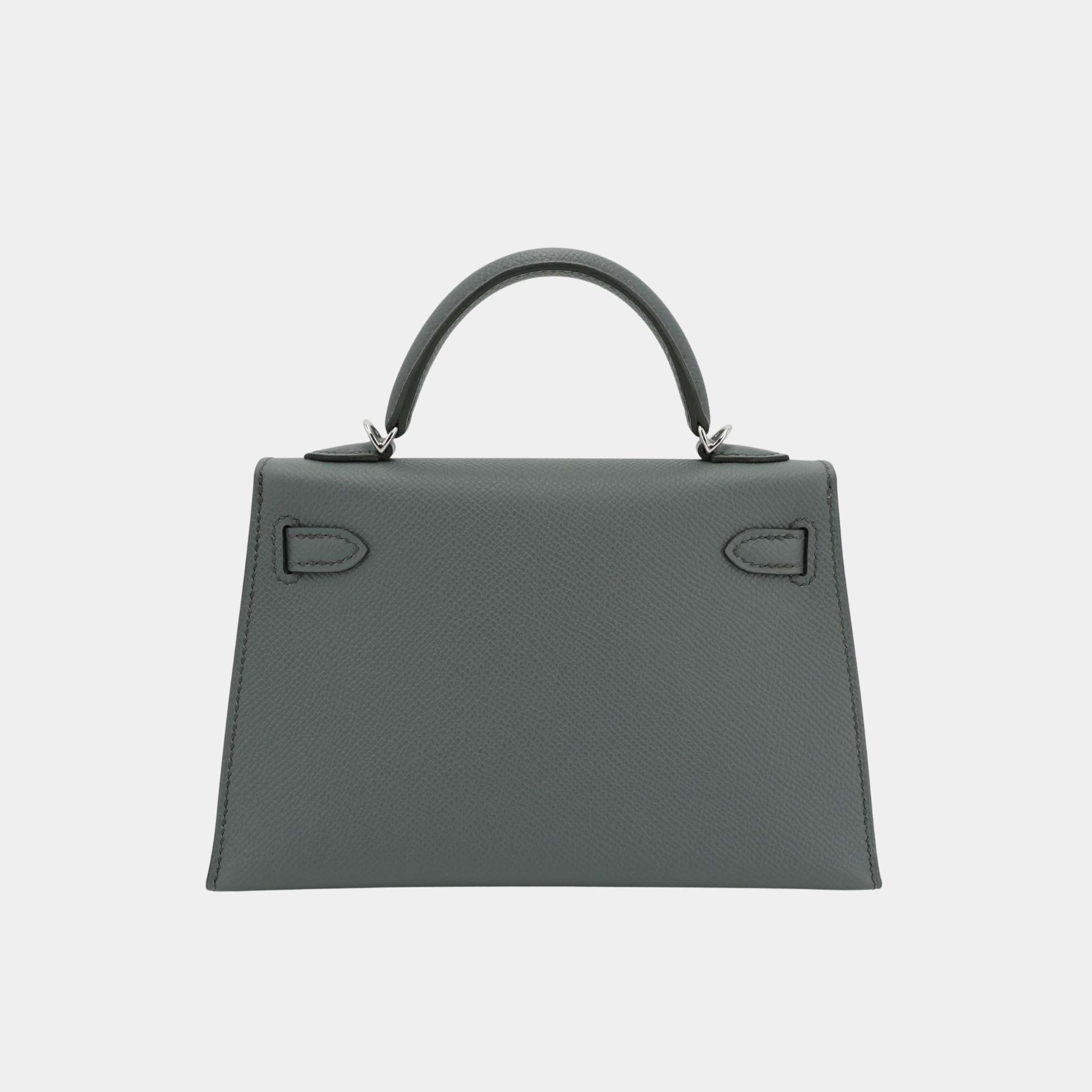 Hermes Mini Kelly II Epsom Vert Amande ELHW, Back