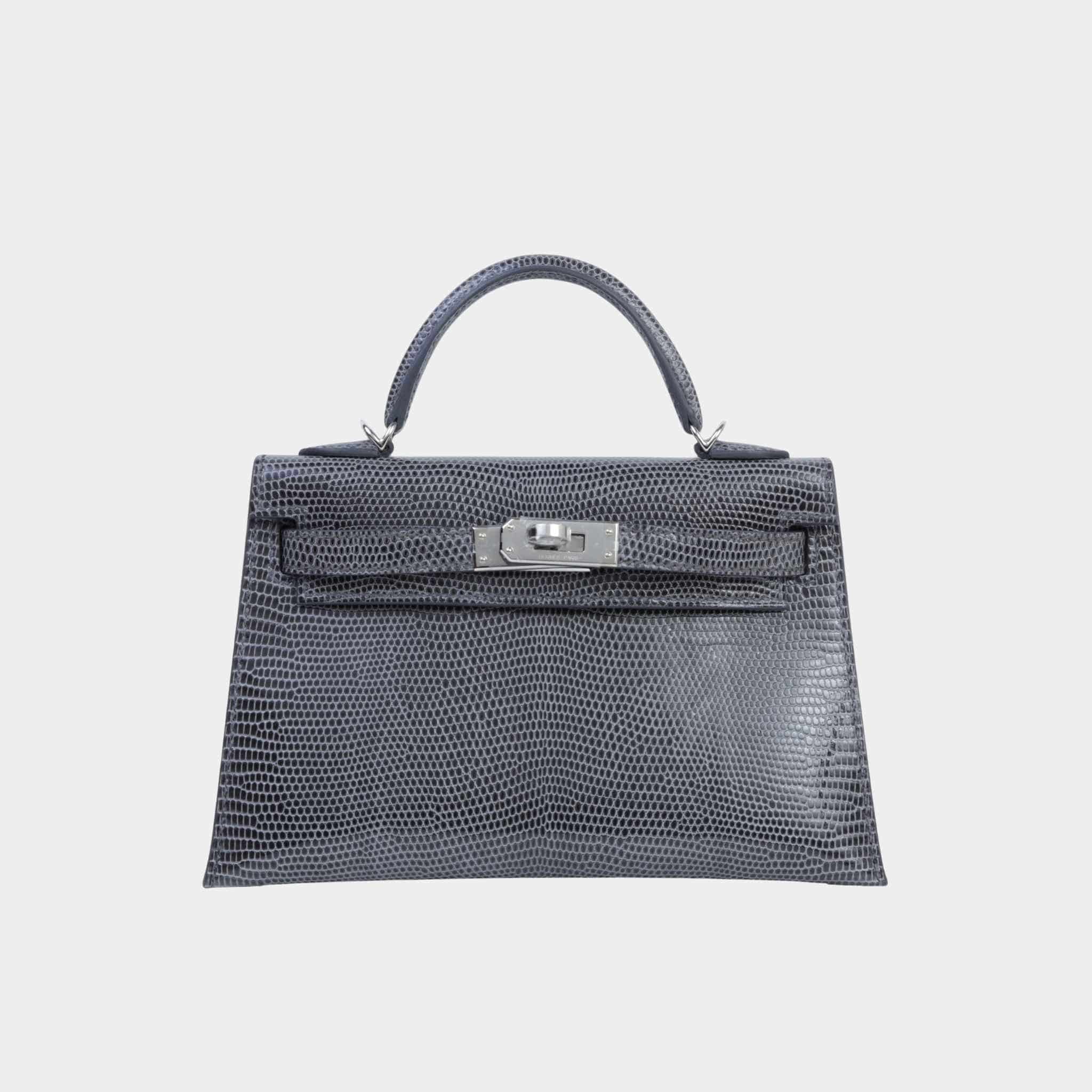 Hermes Mini Kelly II Lizard Ardoise PHW, Front