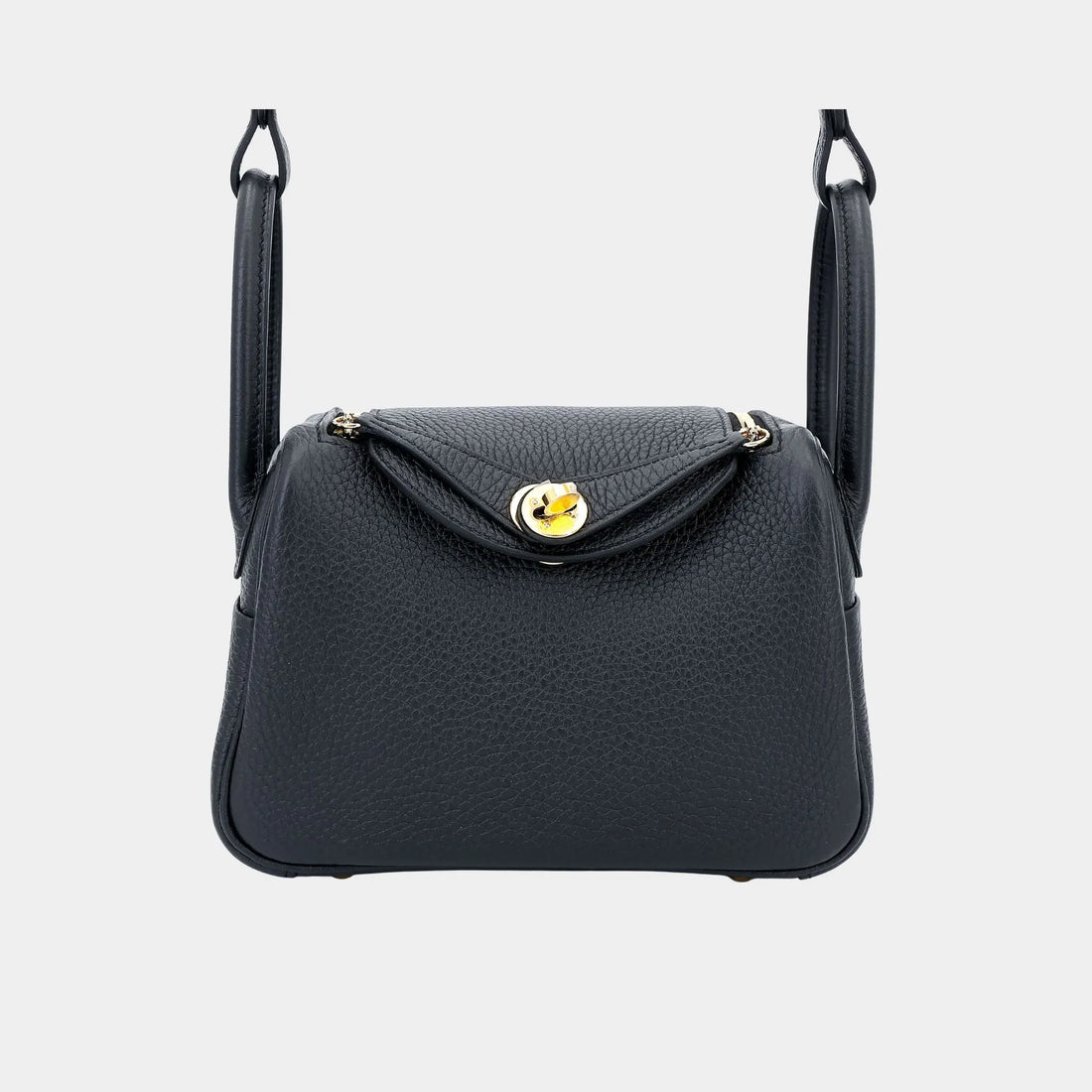 Hermes Mini Lindy II Clemence Black GHW, Front