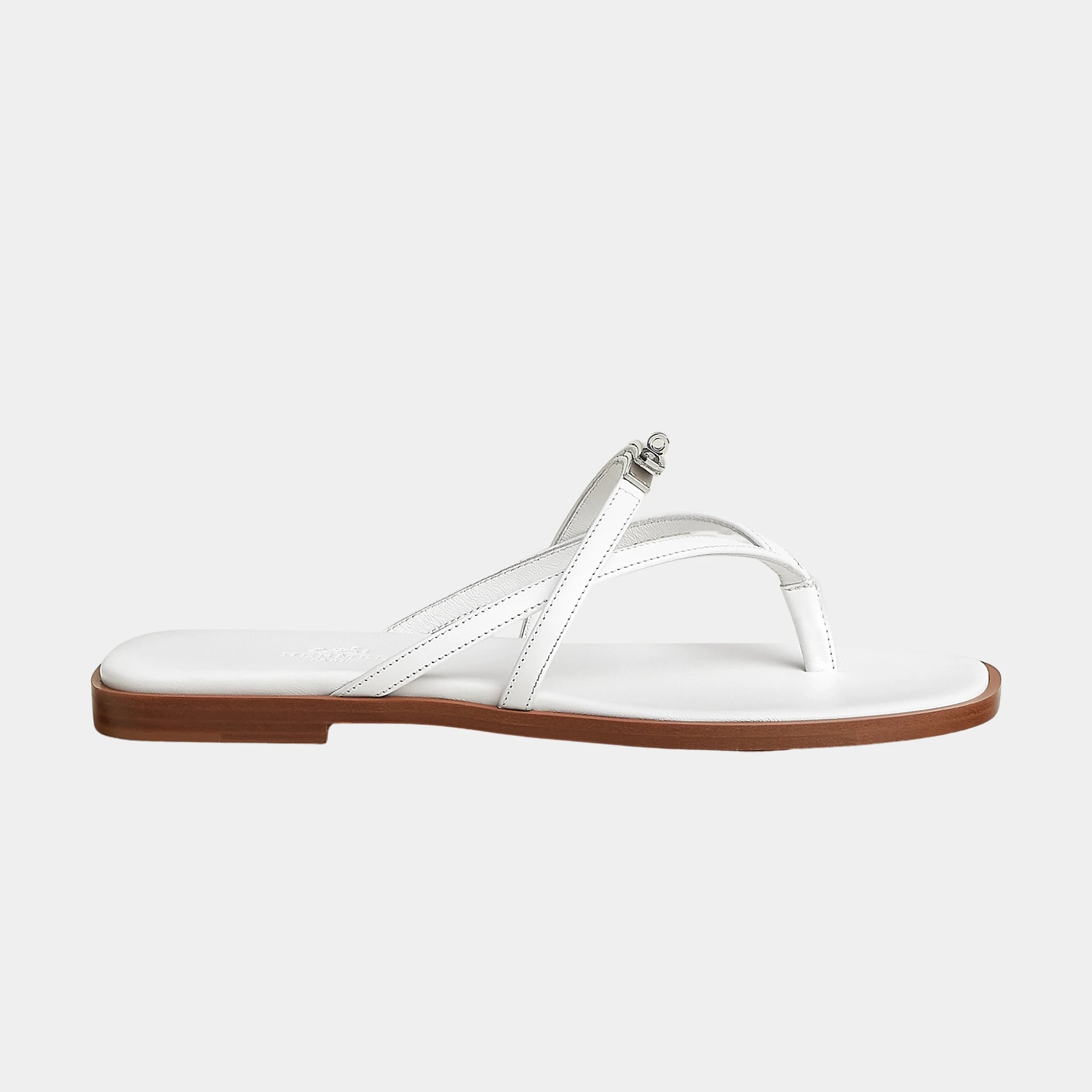 Hermes Miss Sandal in Calfskin, Blanc, Side