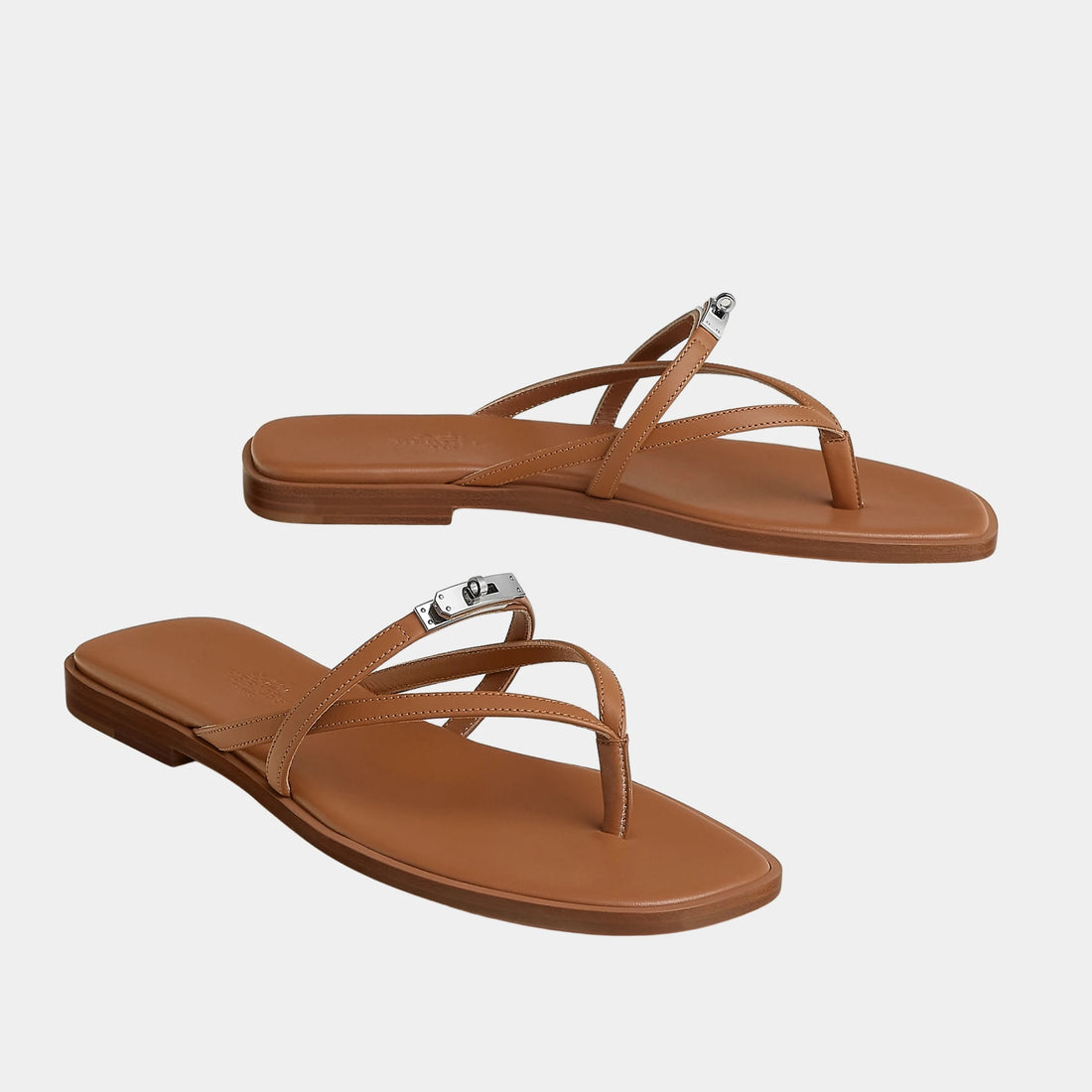 Hermes Miss Sandal in Calfskin, Naturel, Front