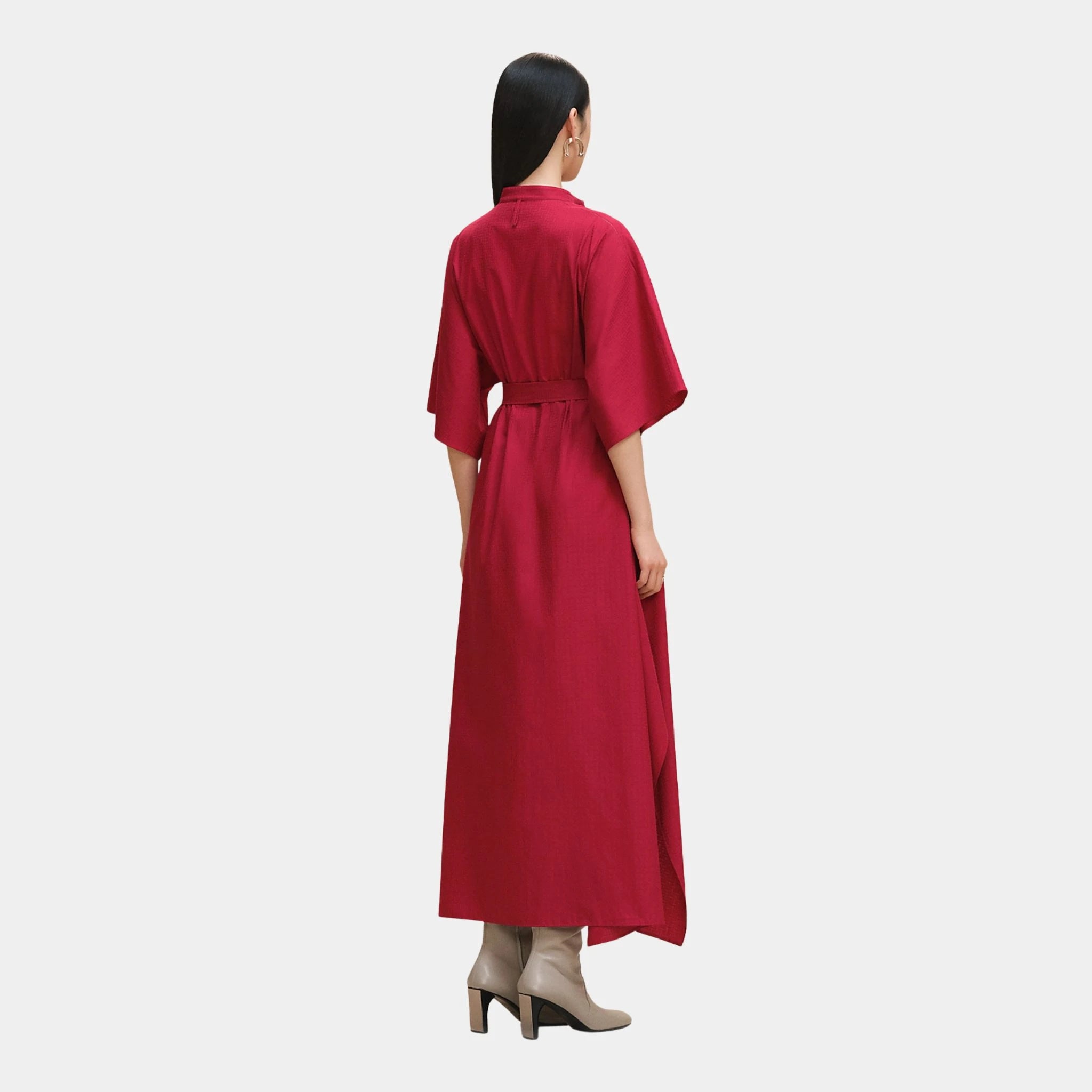 Hermes Mosaique Prairie Dress in Gauze, Rose Framboise, Back