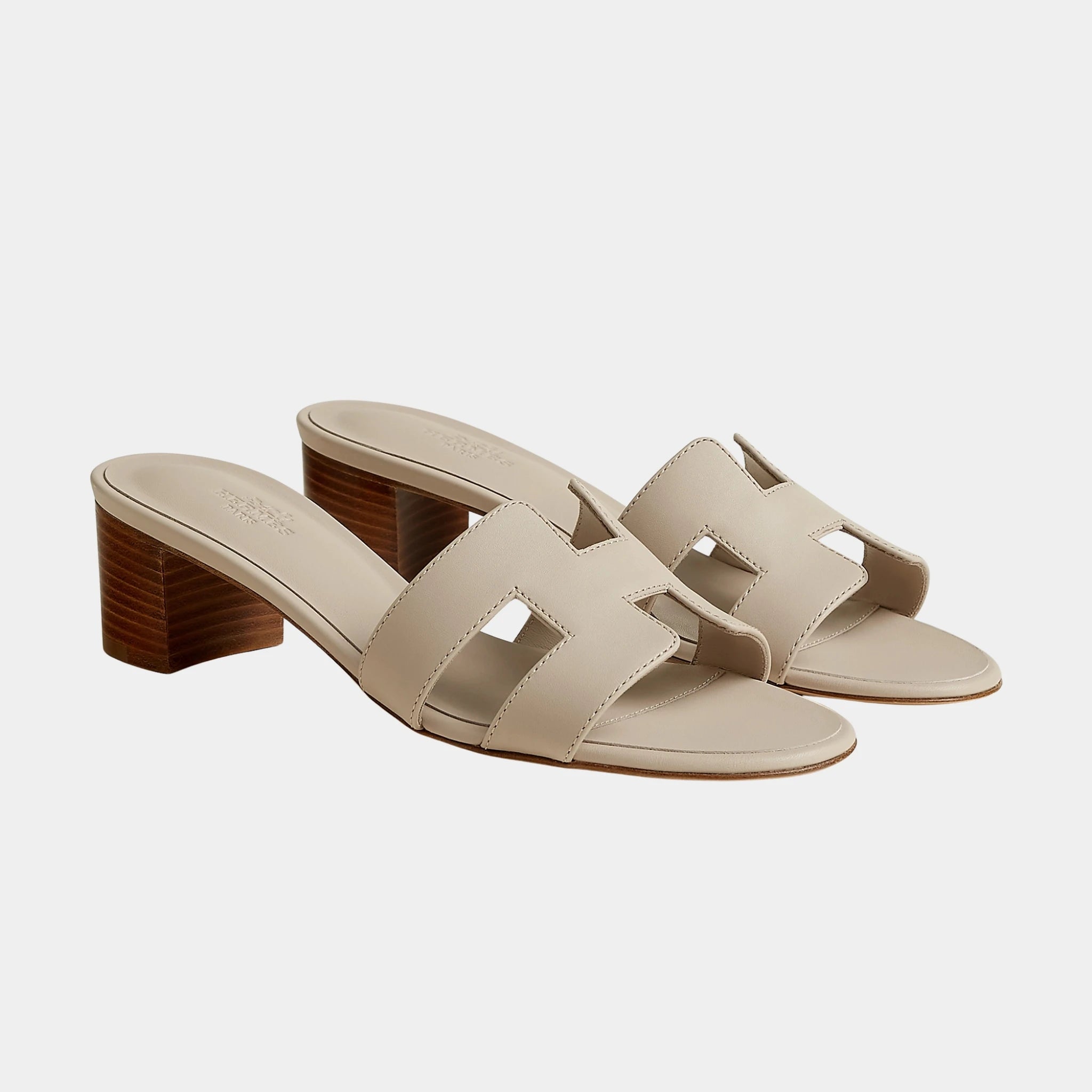 Hermes Oasis Sandals Calfskin, Beige Nomad, Front