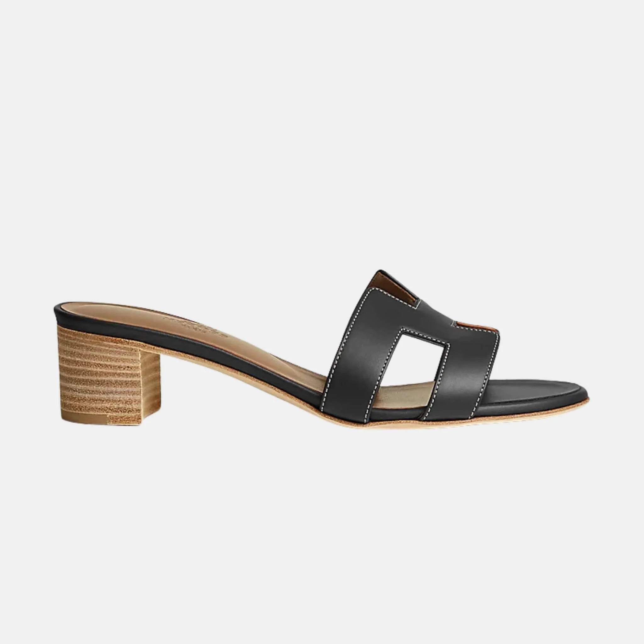 Hermes Oasis Sandals Calfskin, White, Black, Side