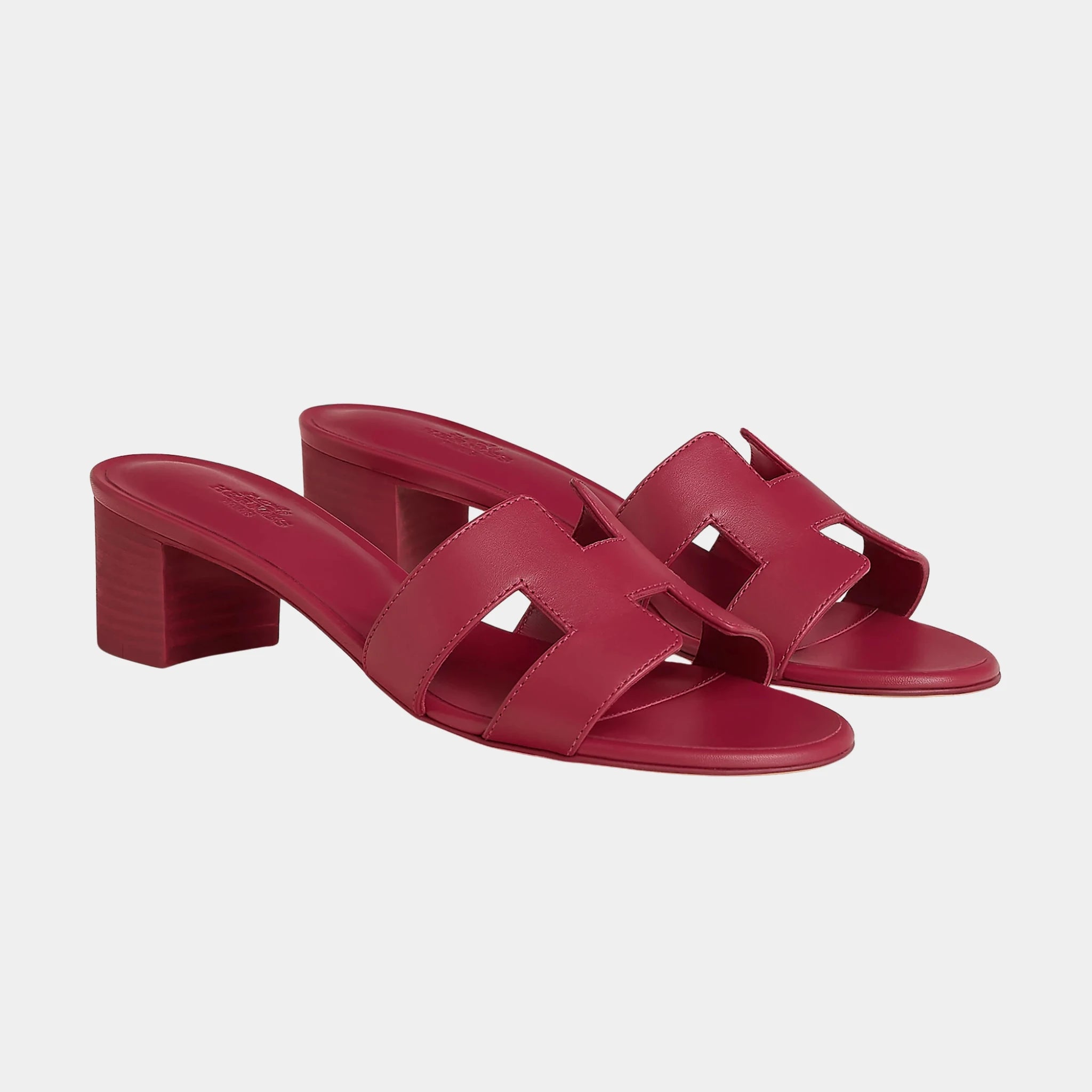 Hermes Oasis Sandals Calfskin, Rose Magenta, Front