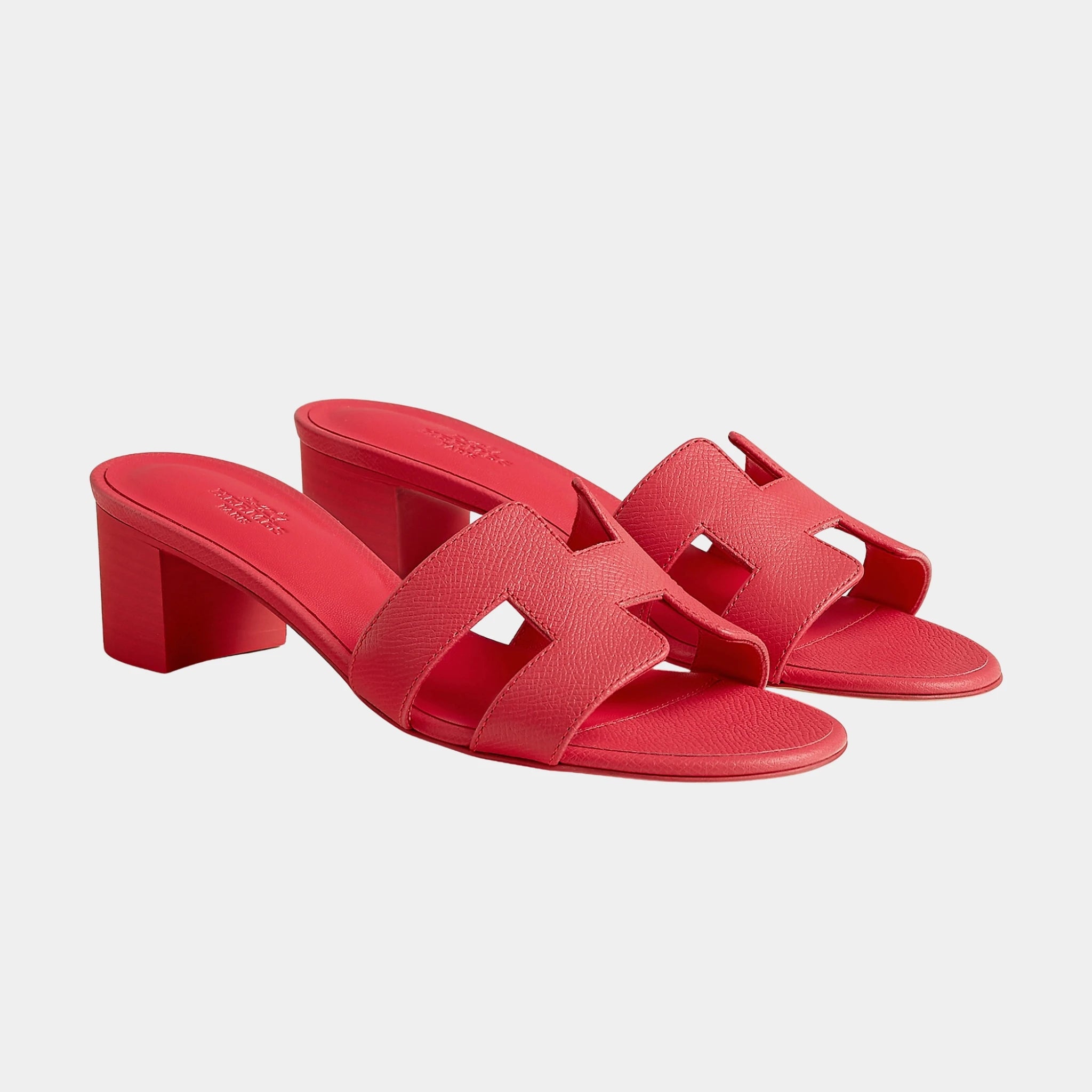 Hermes Oasis Sandals Epsom Calfskin, Rose Grenade, Front