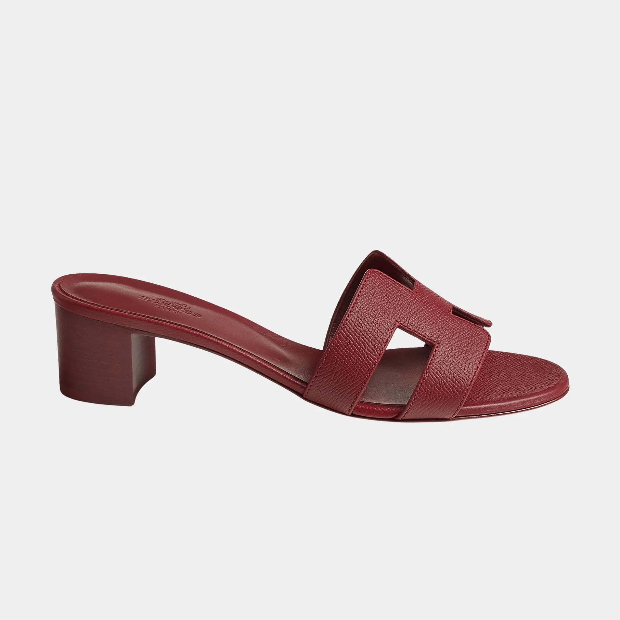 Hermes Oasis Sandals Epsom Calfskin, Rouge H, Side