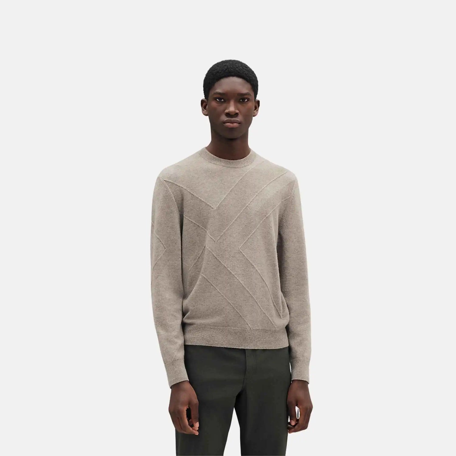 Hermes Ombre Jacket Round Neck Sweater, Gravier