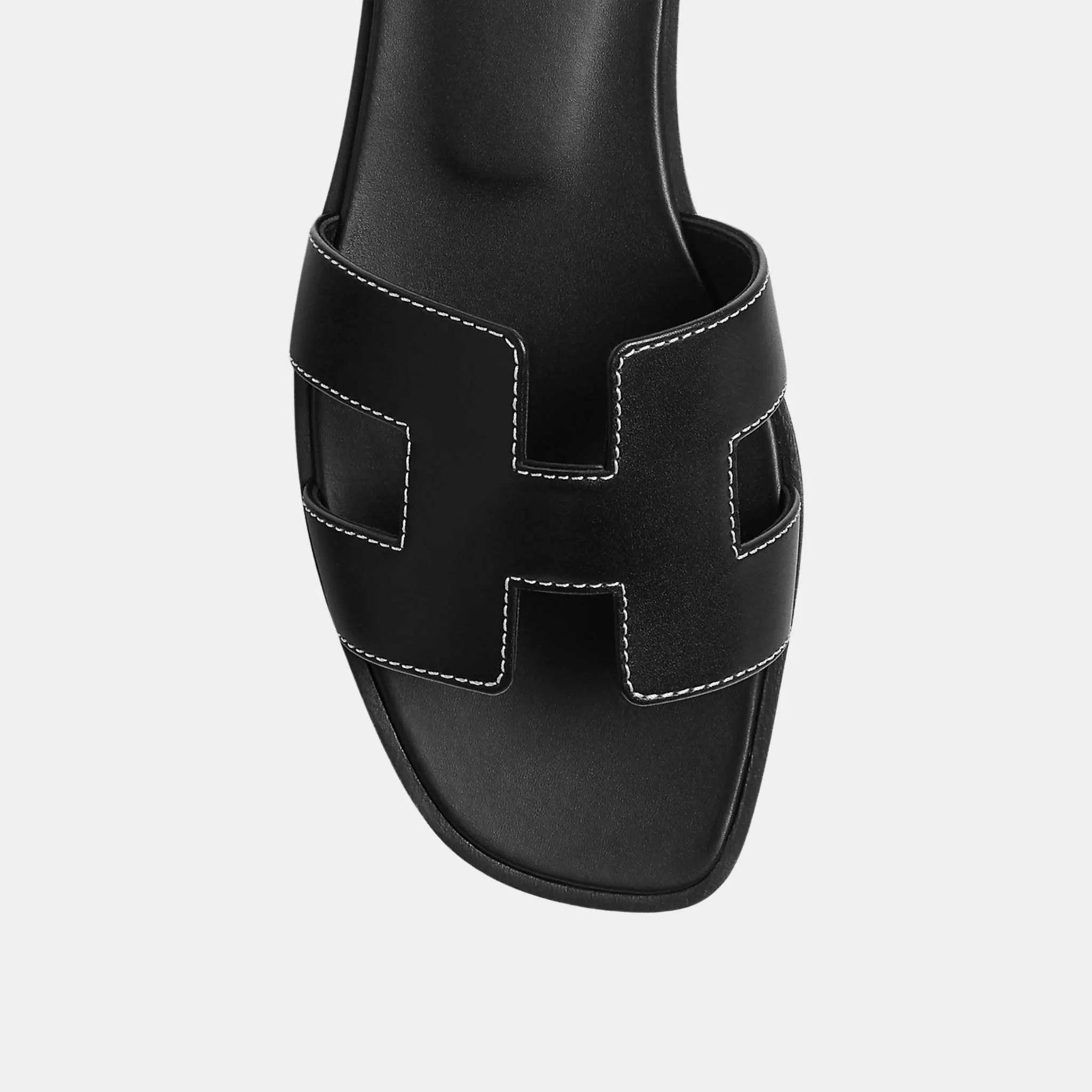 Hermes Oran Sandal Box Calfskin, Noir, Top