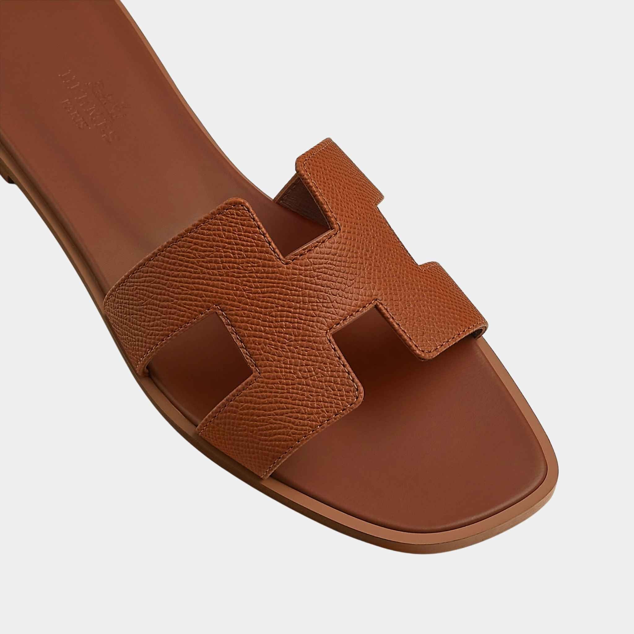 Hermes Oran Sandal Epsom Heritage Calfskin, Gold Heritage, Top