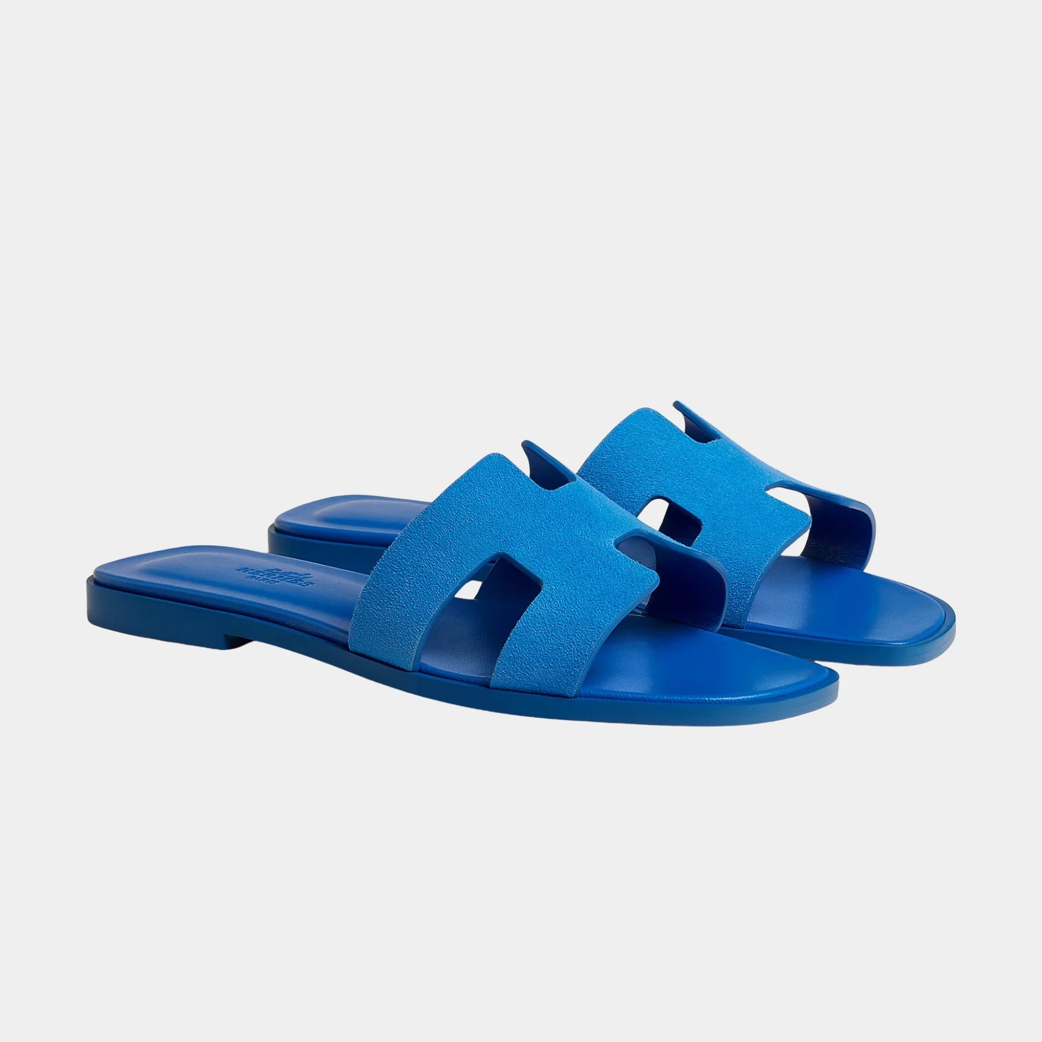 Hermes Oran Sandal Goatskin, Bleu Pacifique, Front