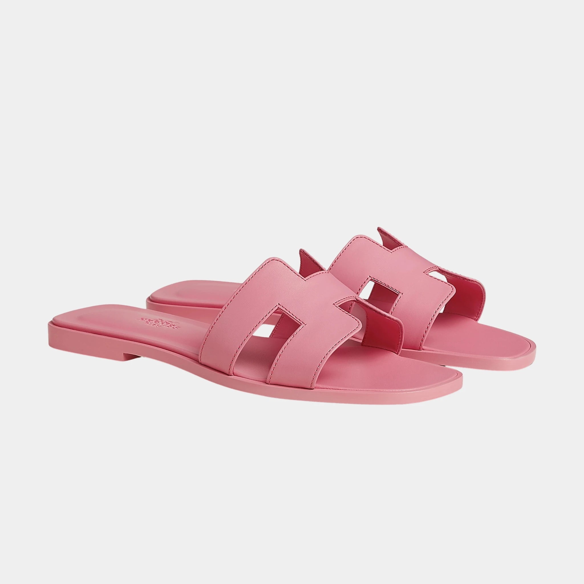 Hermes Oran Sandal In Calfskin, Rose Bonbon, Front