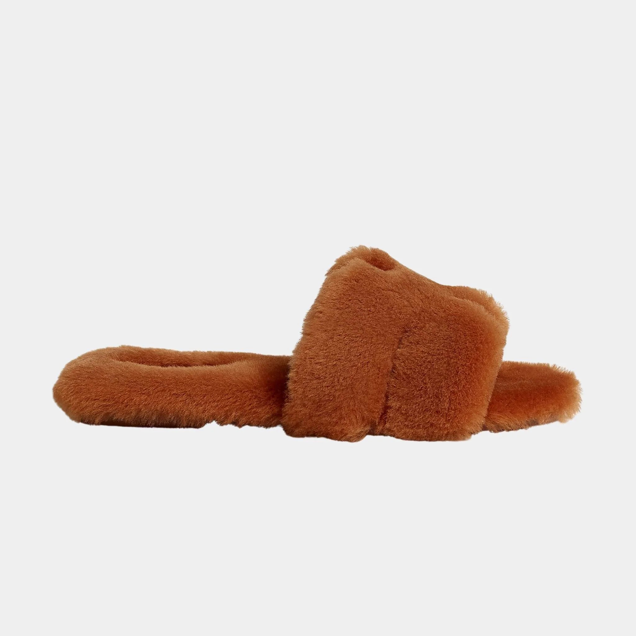 Hermes Oran Sandals in Sheepskin, Naturel, Side