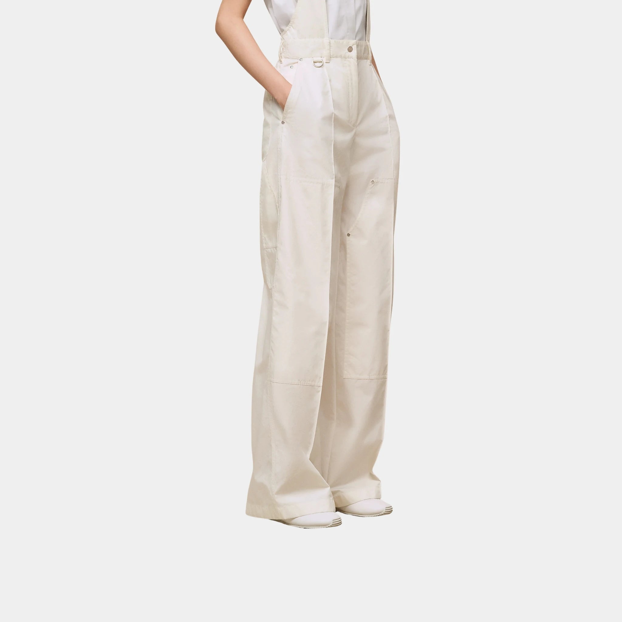 Hermes Overall Trousers in Technical Cotton, Blanc Casse