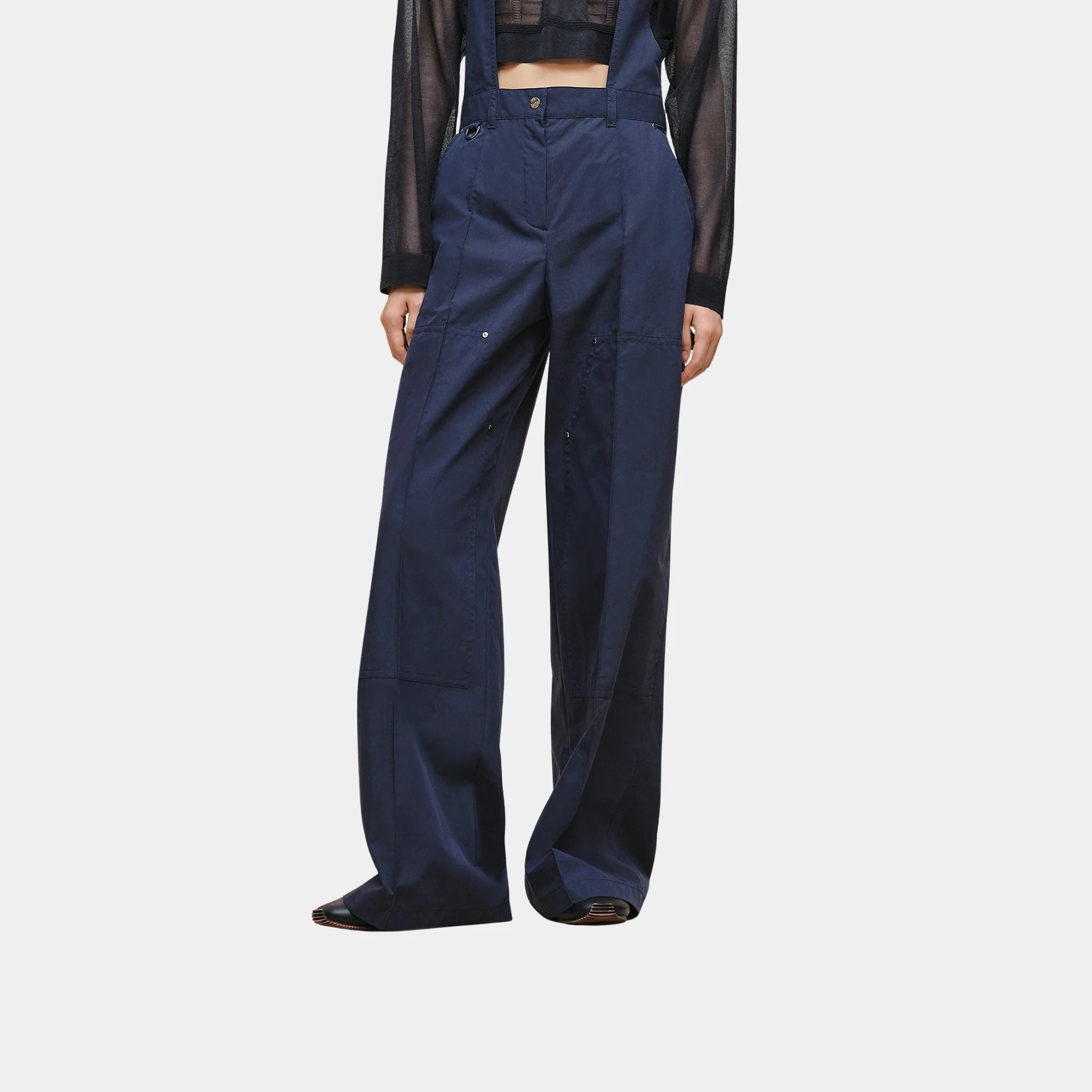 Hermes Overall Trousers in Technical Cotton, Bleu Outremer